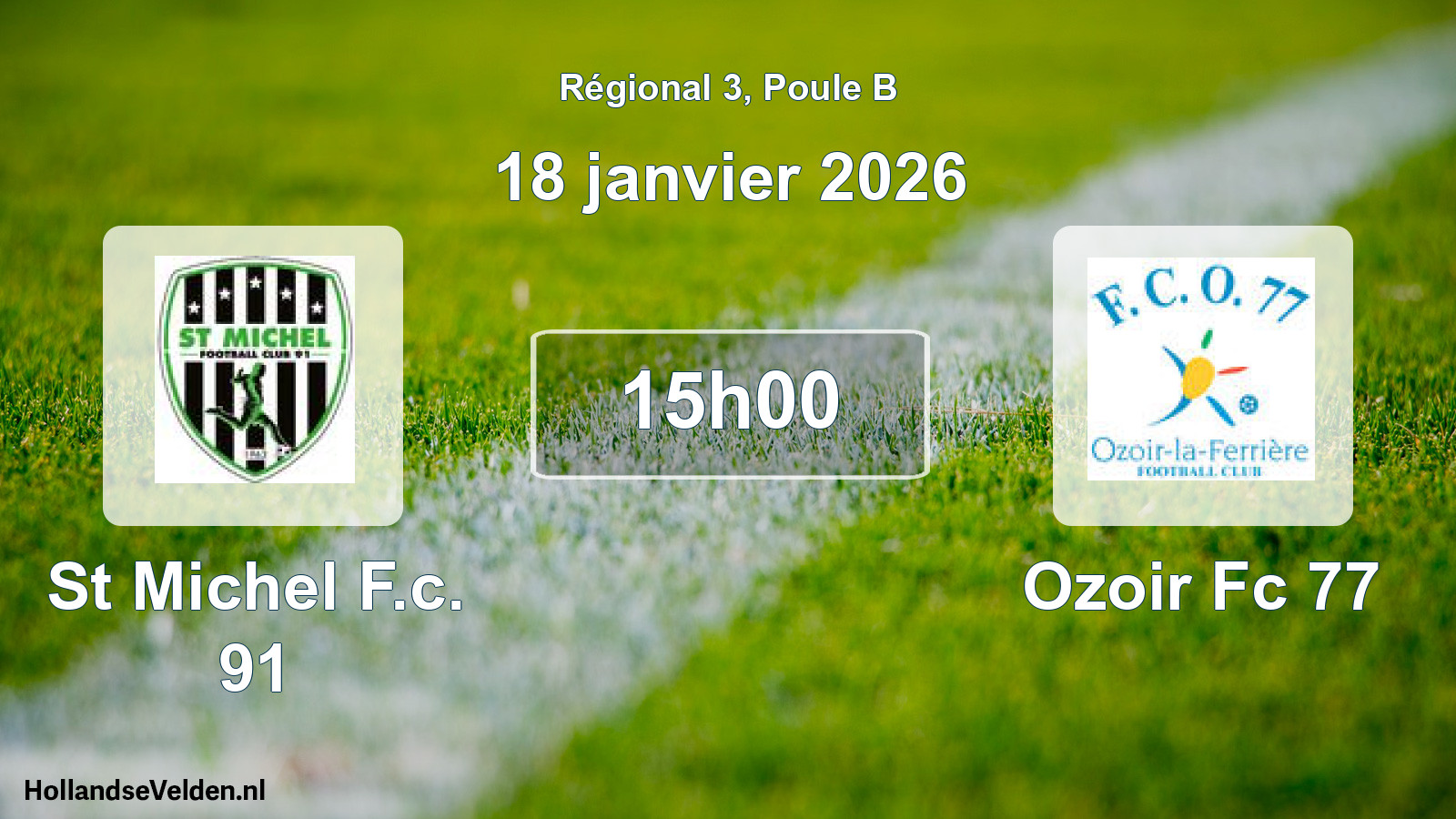Geplande wedstrijd: St Michel F.c. 91 - Ozoir Fc 77 (18 janvier 2026)
