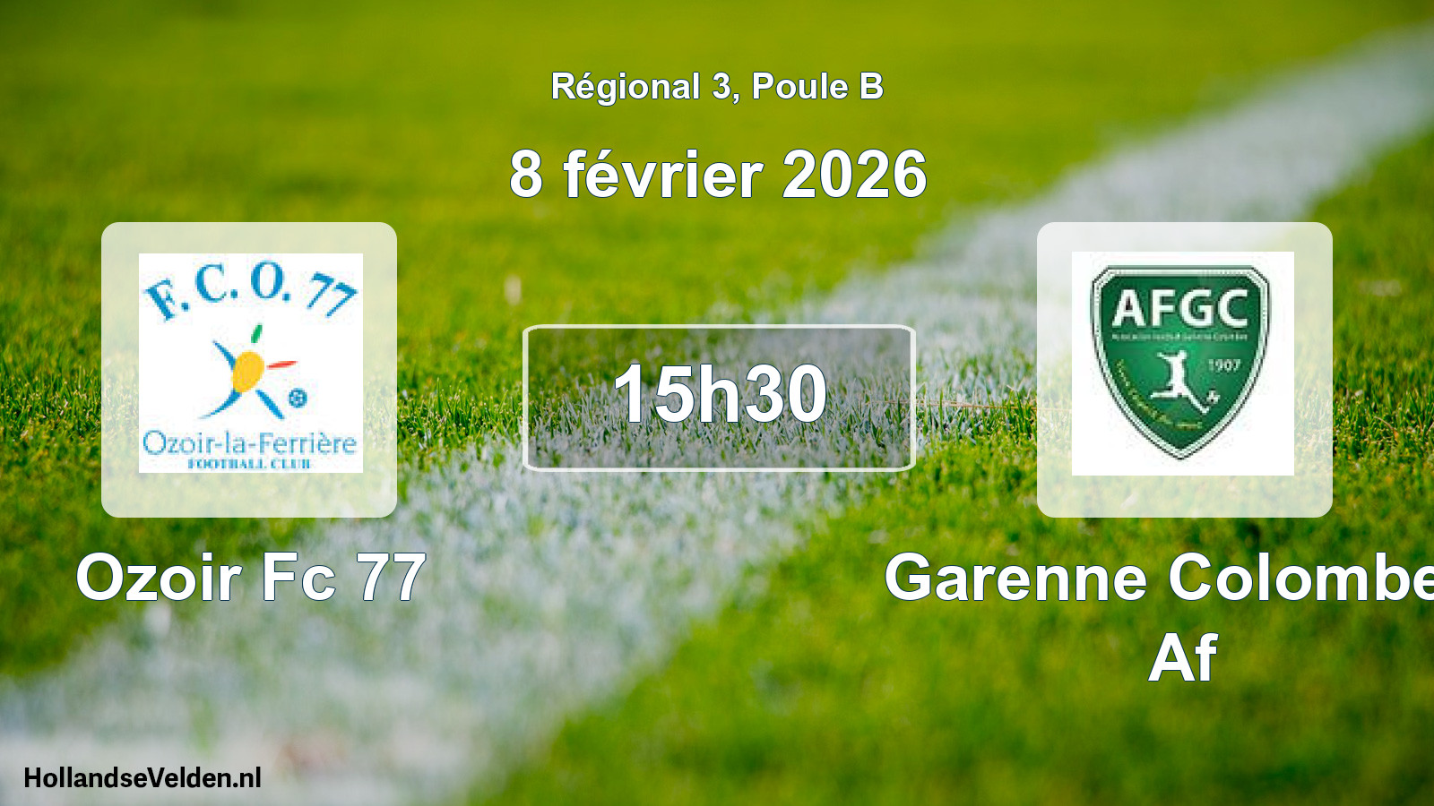 Geplande wedstrijd: Ozoir Fc 77 - Garenne Colombes Af (8 février 2026)