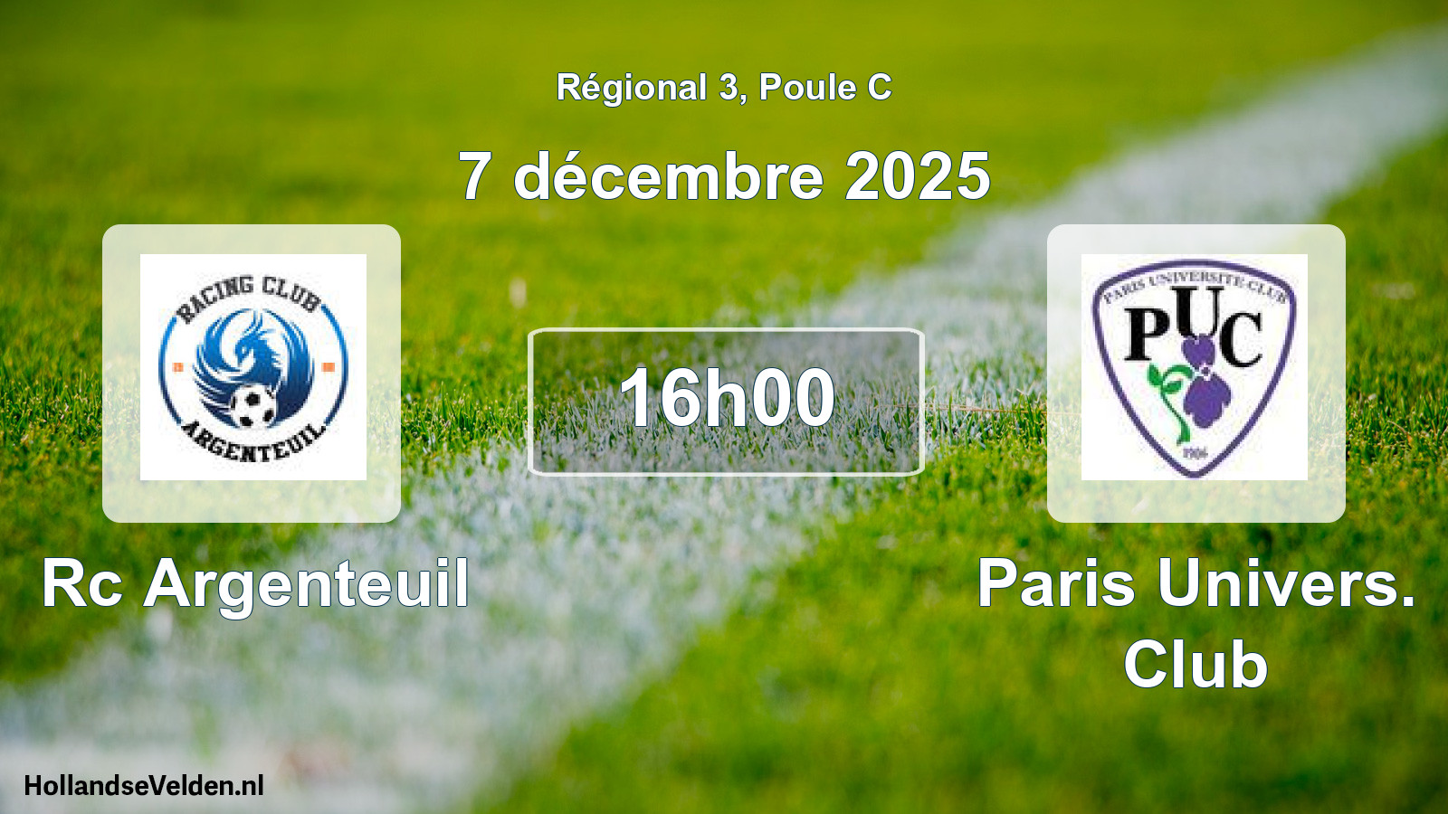 Geplande wedstrijd: Rc Argenteuil - Paris Univers. Club (7 december 2025)