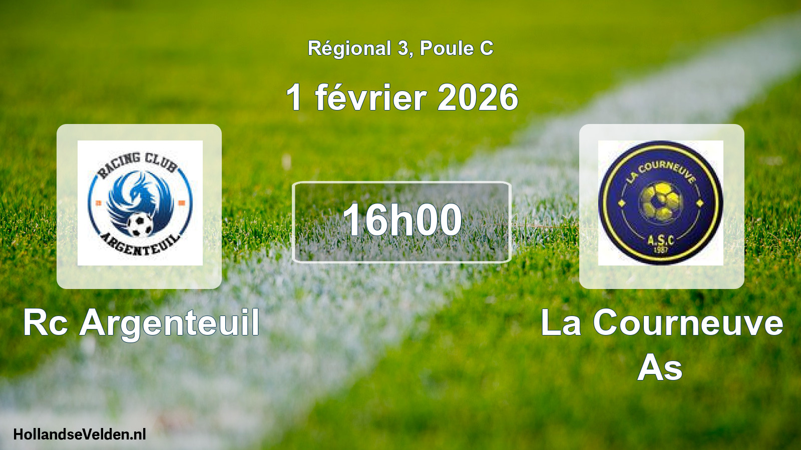 Geplande wedstrijd: Rc Argenteuil - La Courneuve As (1 février 2026)