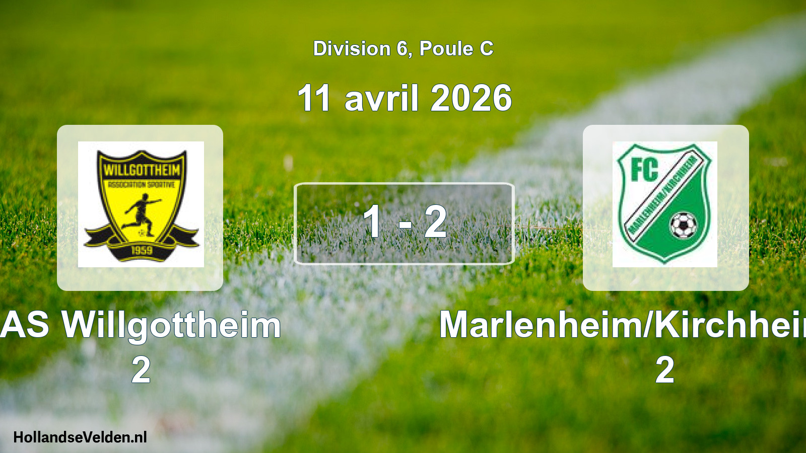 Gespeelde wedstrijd: AS Willgottheim 2 - Marlenheim/Kirchheim FC 2 1 - 2 (11 april 2026)