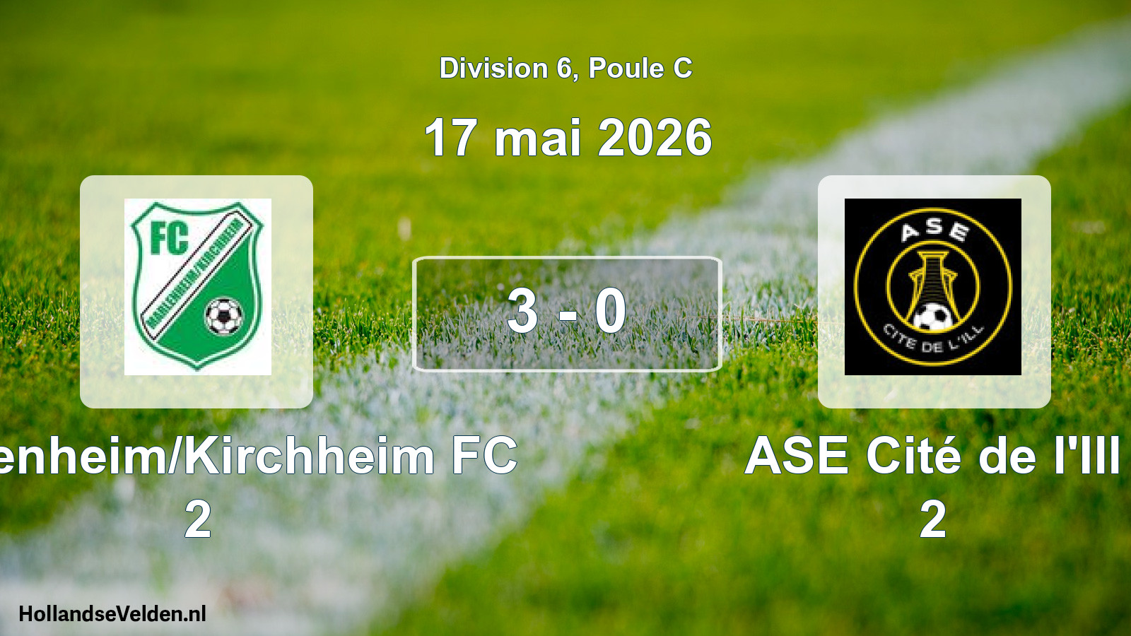 Gespeelde wedstrijd: Marlenheim/Kirchheim FC 2 - ASE Cité de l'Ill 2 3 - 0 (17 mei 2026)