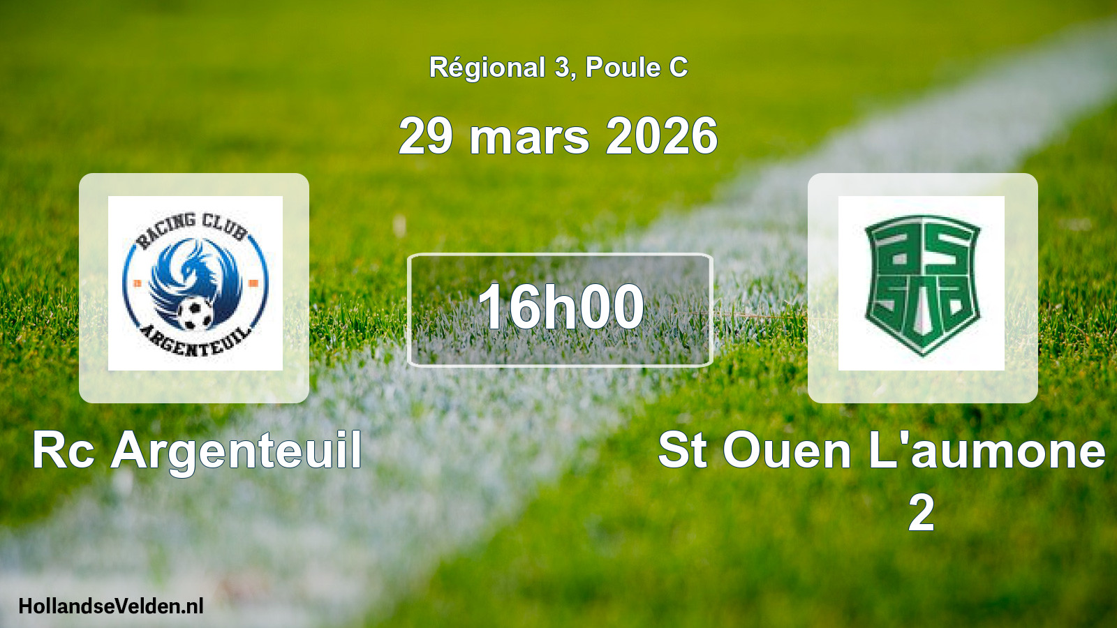 Geplande wedstrijd: Rc Argenteuil - St Ouen L'aumone As 2 (29 maart 2026)