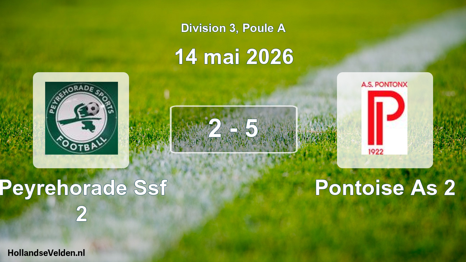 Gespeelde wedstrijd: Peyrehorade Ssf 2 - Pontoise As 2 2 - 5 (14 mei 2026)