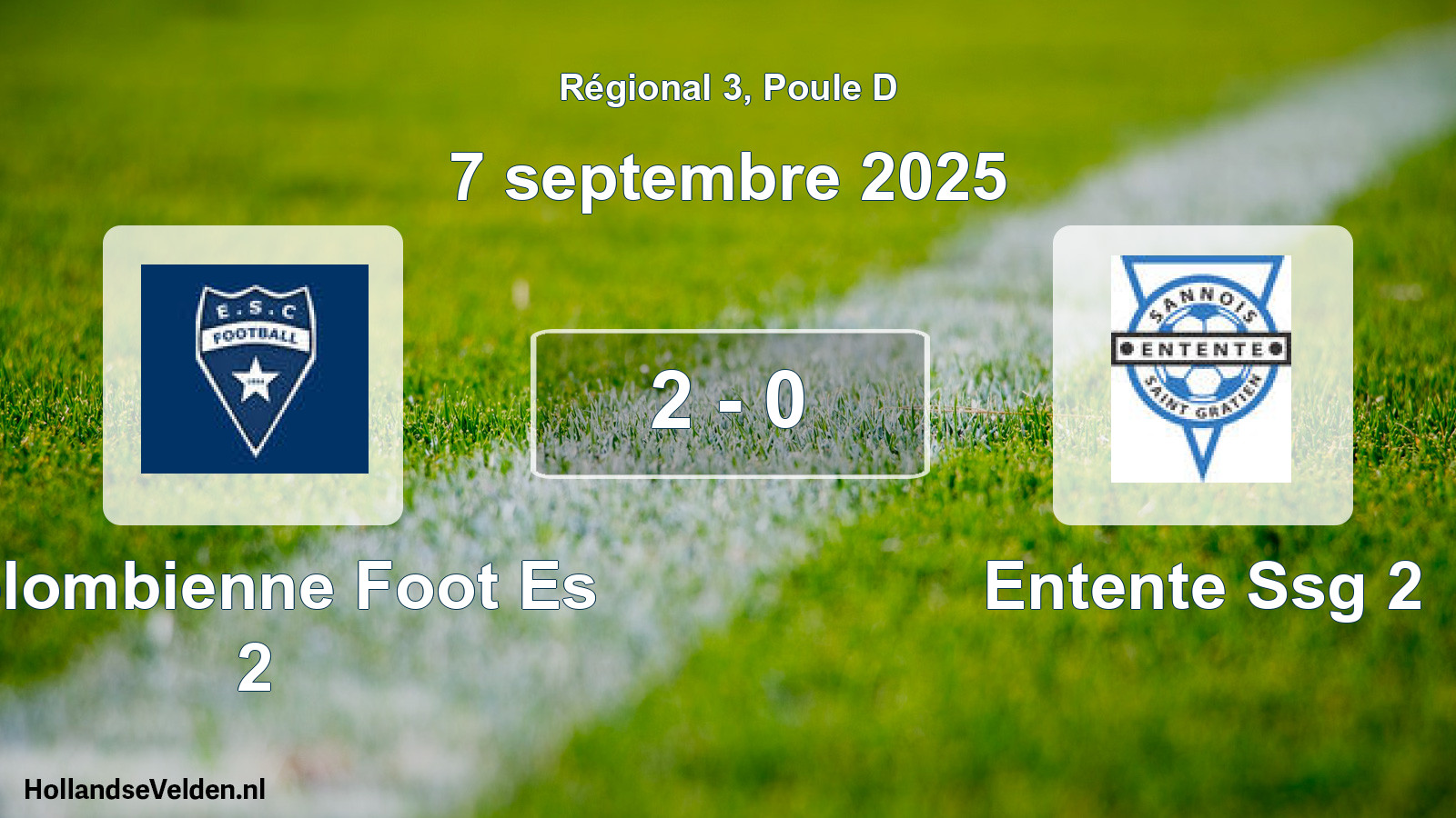 Gespeelde wedstrijd: Colombienne Foot Es 2 - Entente Ssg 2 2 - 0 (7 september 2025)