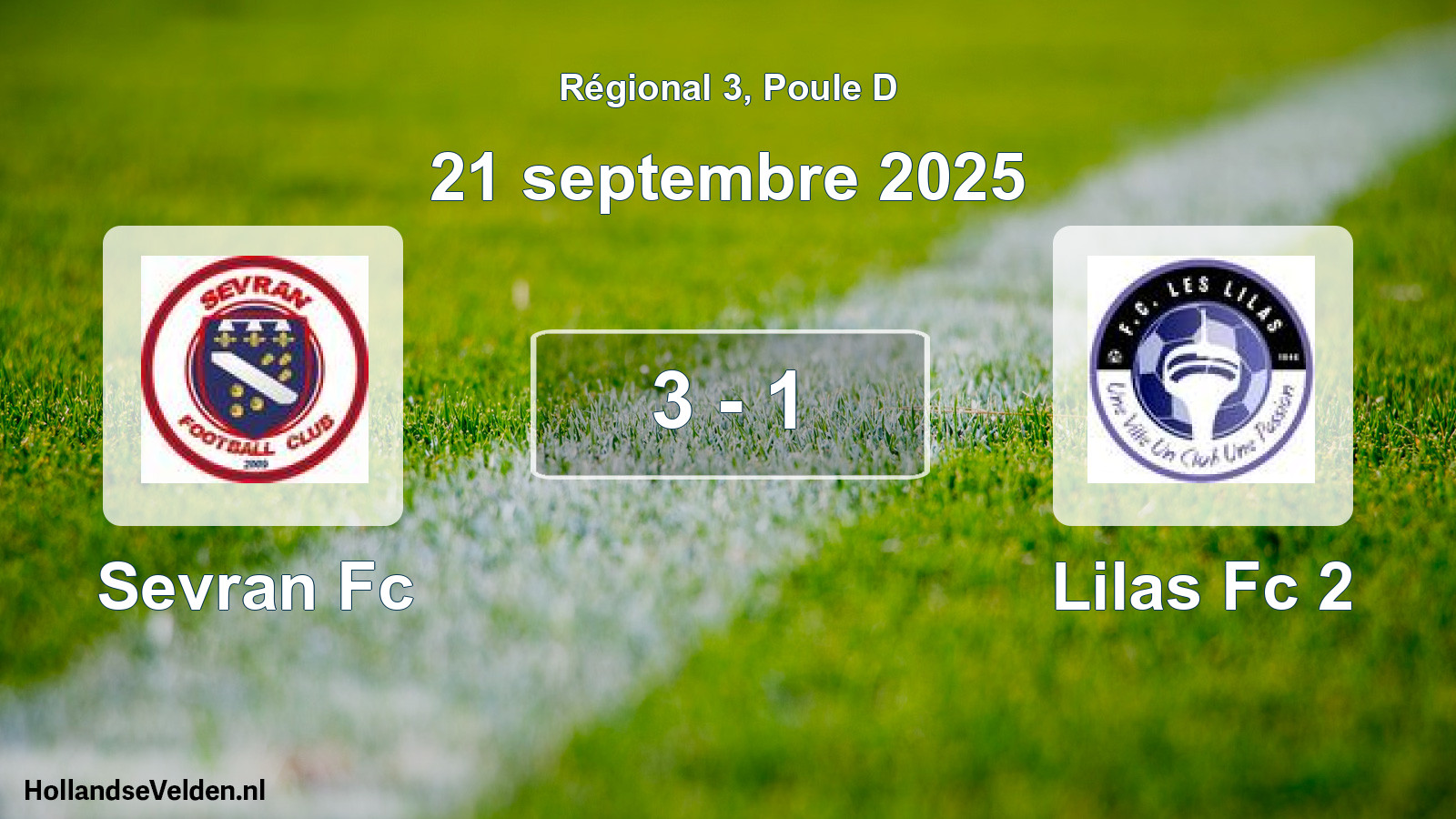 Total number of matches played: Sevran Fc - Lilas Fc 2 3 - 1 (21 September 2025)
