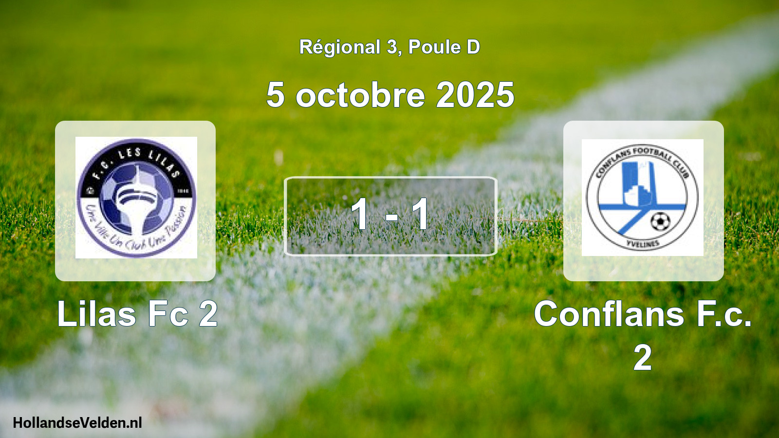 Gespeelde wedstrijd: Lilas Fc 2 - Conflans F.c. 2 1 - 1 (5 octobre 2025)