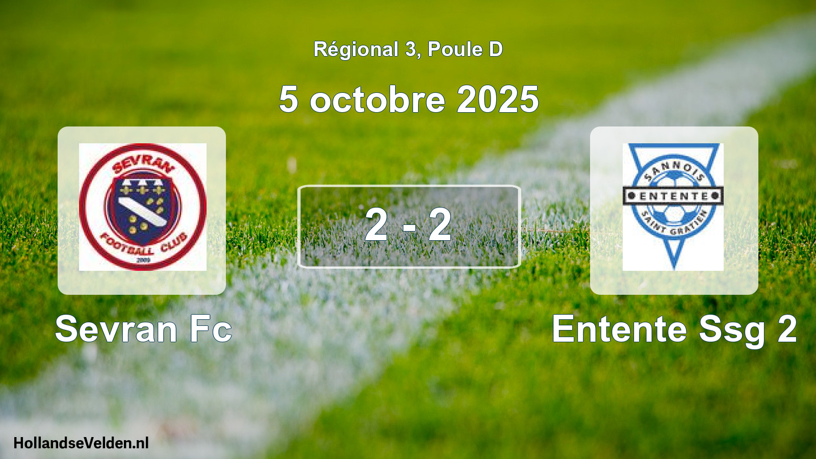Gespeelde wedstrijd: Sevran Fc - Entente Ssg 2 2 - 2 (5 octobre 2025)