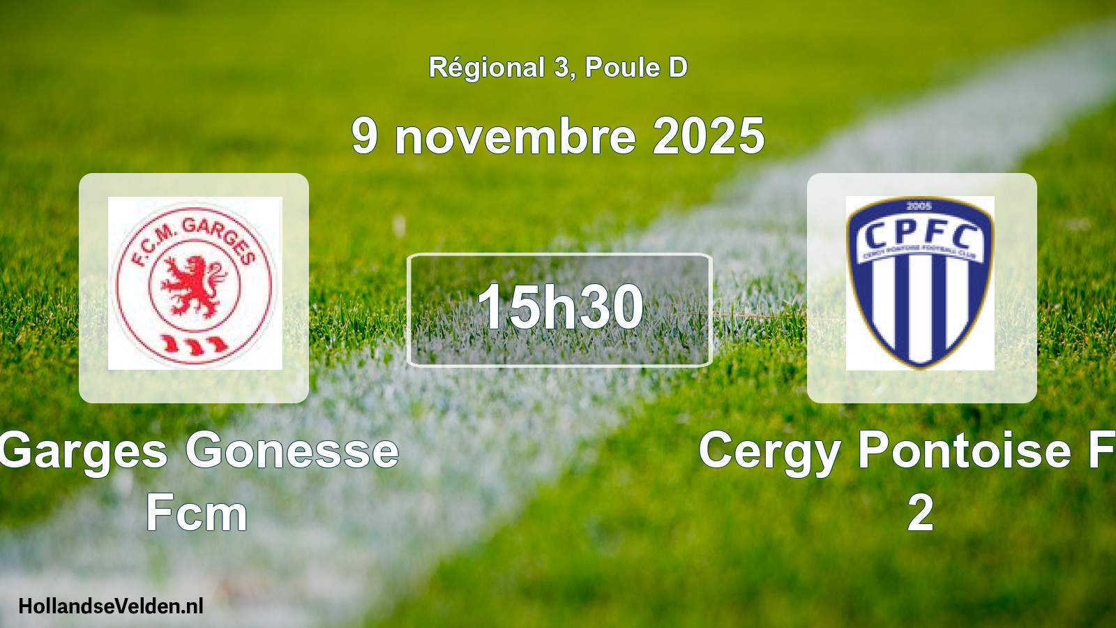 Geplande wedstrijd: Garges Gonesse Fcm - Cergy Pontoise Fc 2 (9 novembre 2025)