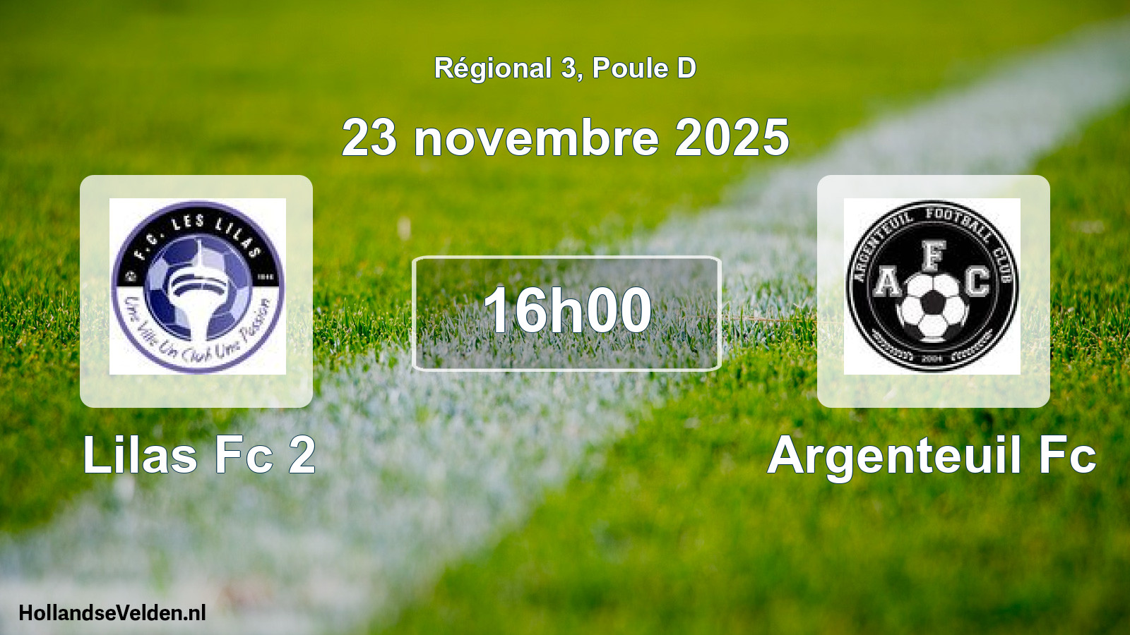 Geplande wedstrijd: Lilas Fc 2 - Argenteuil Fc (23 november 2025)