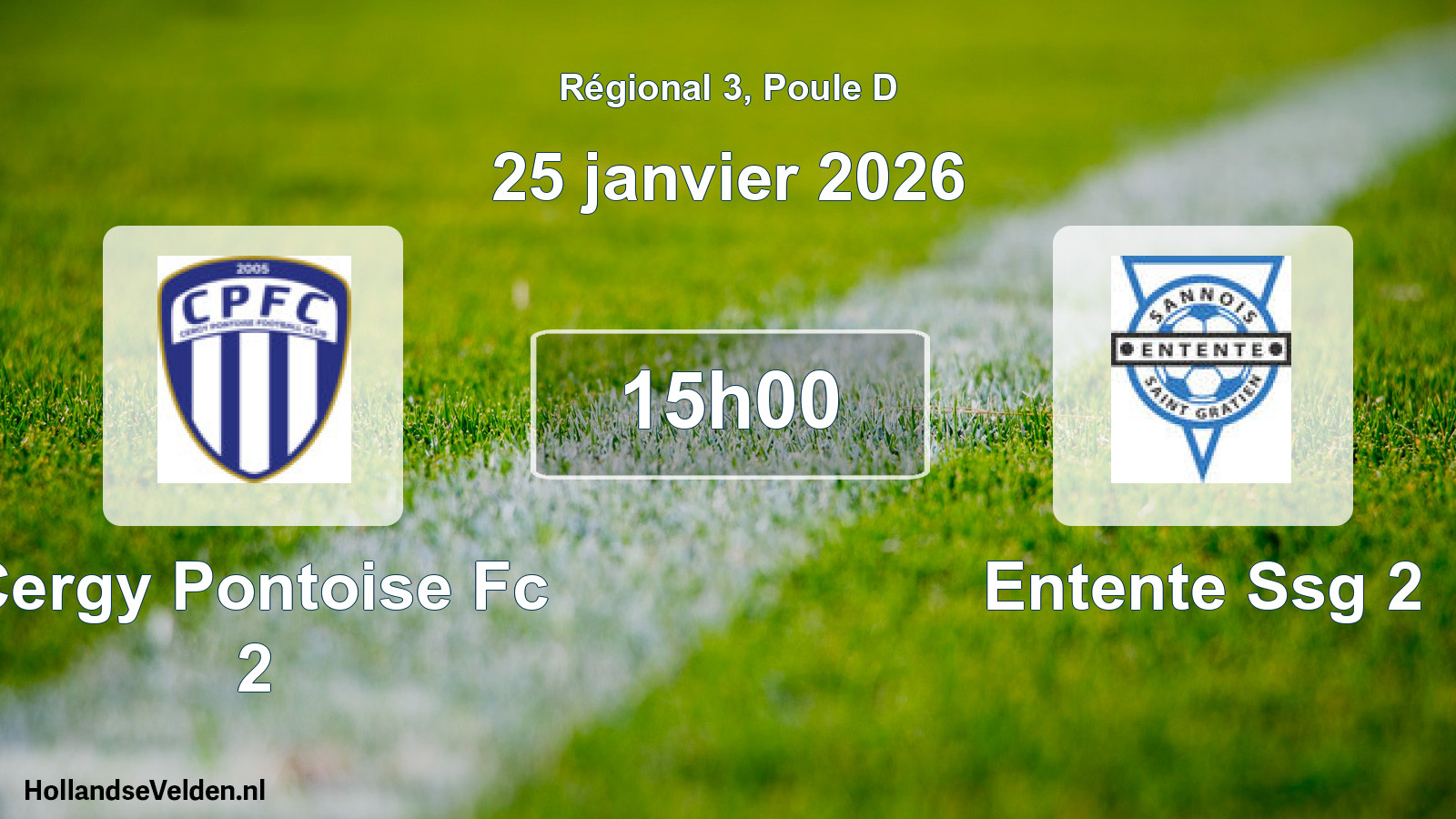 Geplande wedstrijd: Cergy Pontoise Fc 2 - Entente Ssg 2 (25 janvier 2026)