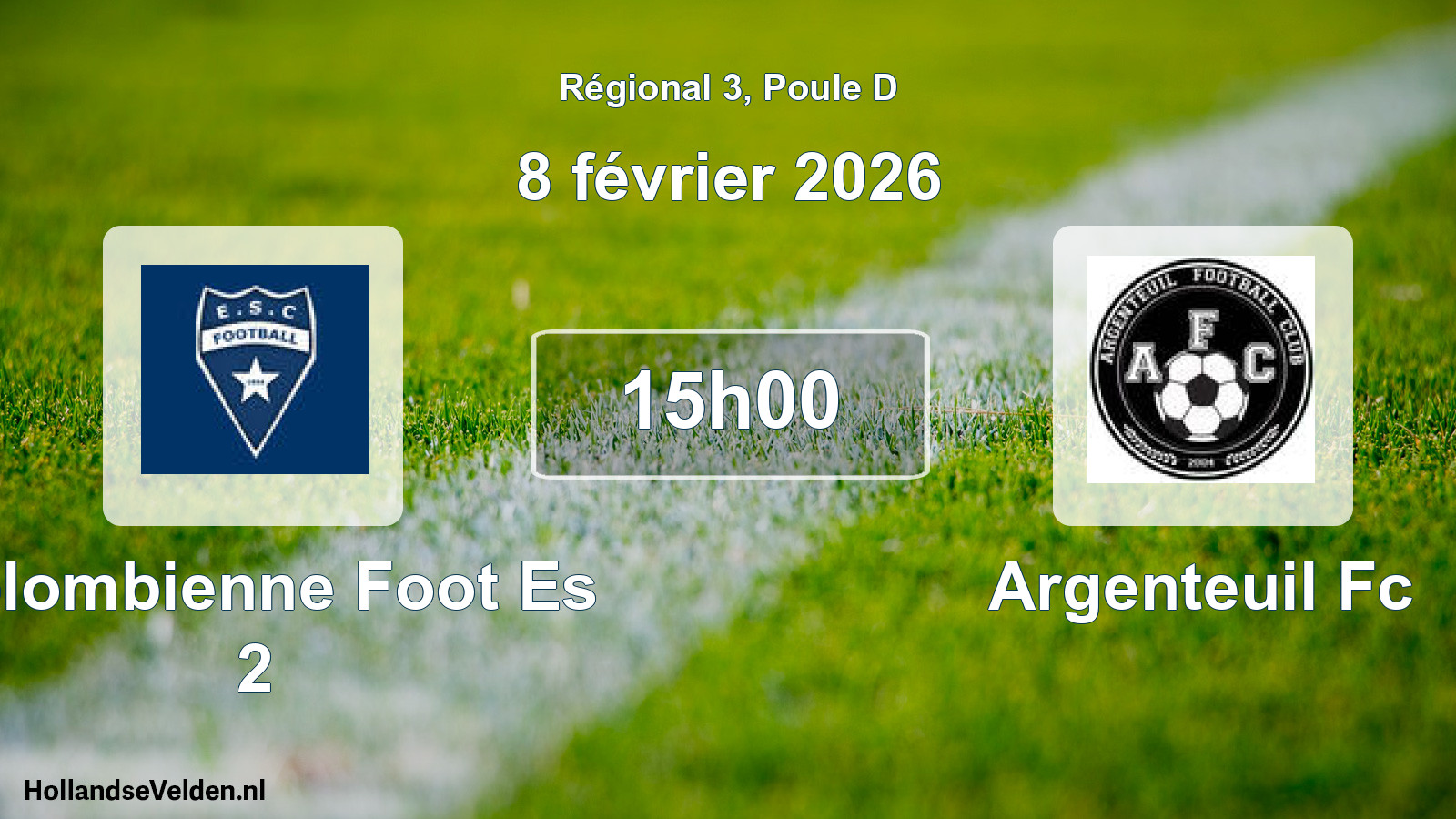 Geplande wedstrijd: Colombienne Foot Es 2 - Argenteuil Fc (8 februari 2026)
