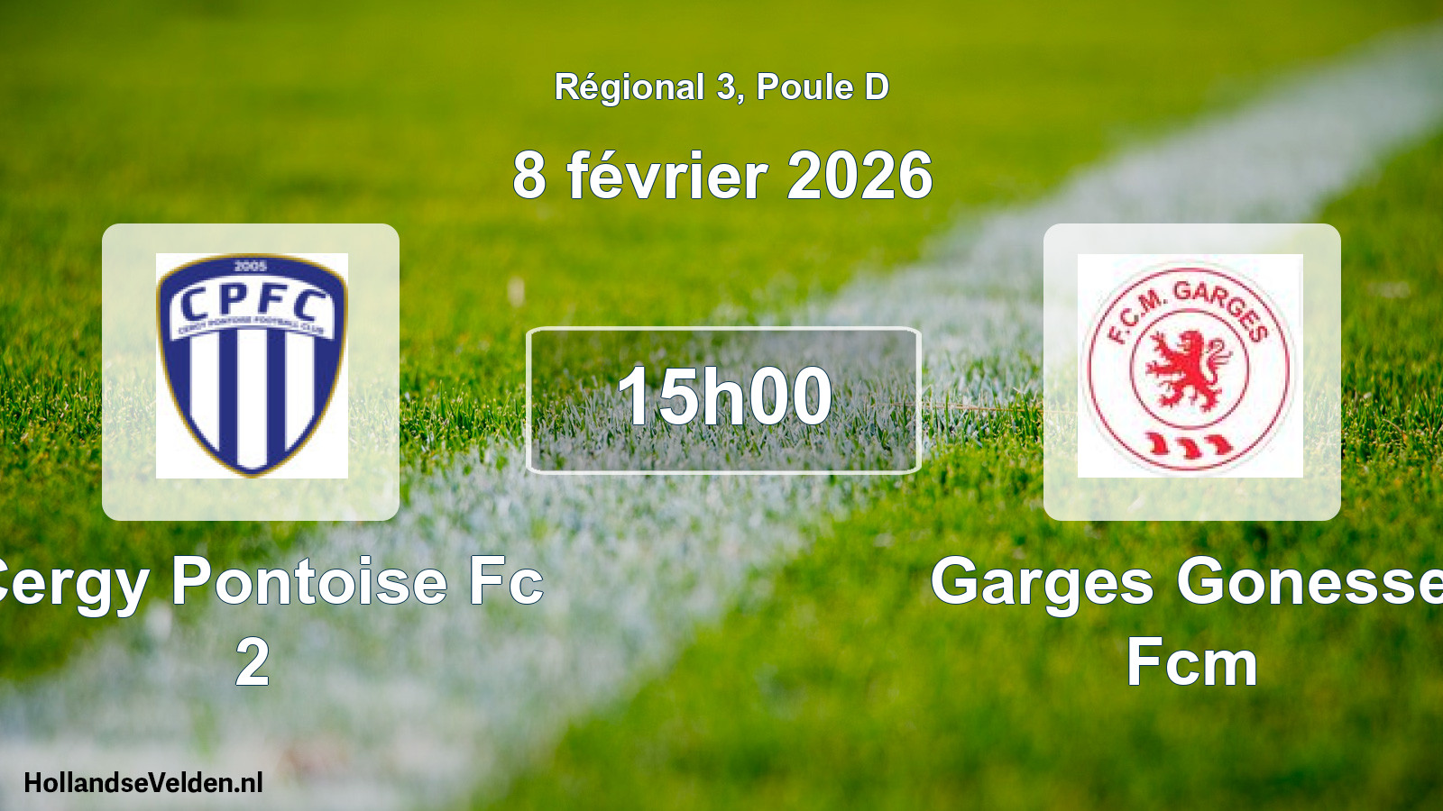 Geplande wedstrijd: Cergy Pontoise Fc 2 - Garges Gonesse Fcm (8 février 2026)