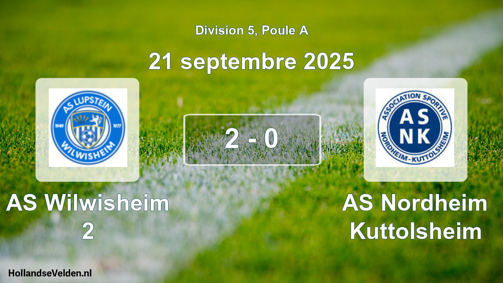 Total number of matches played: AS Wilwisheim 2 - AS Nordheim Kuttolsheim 2 - 0 (21 September 2025)