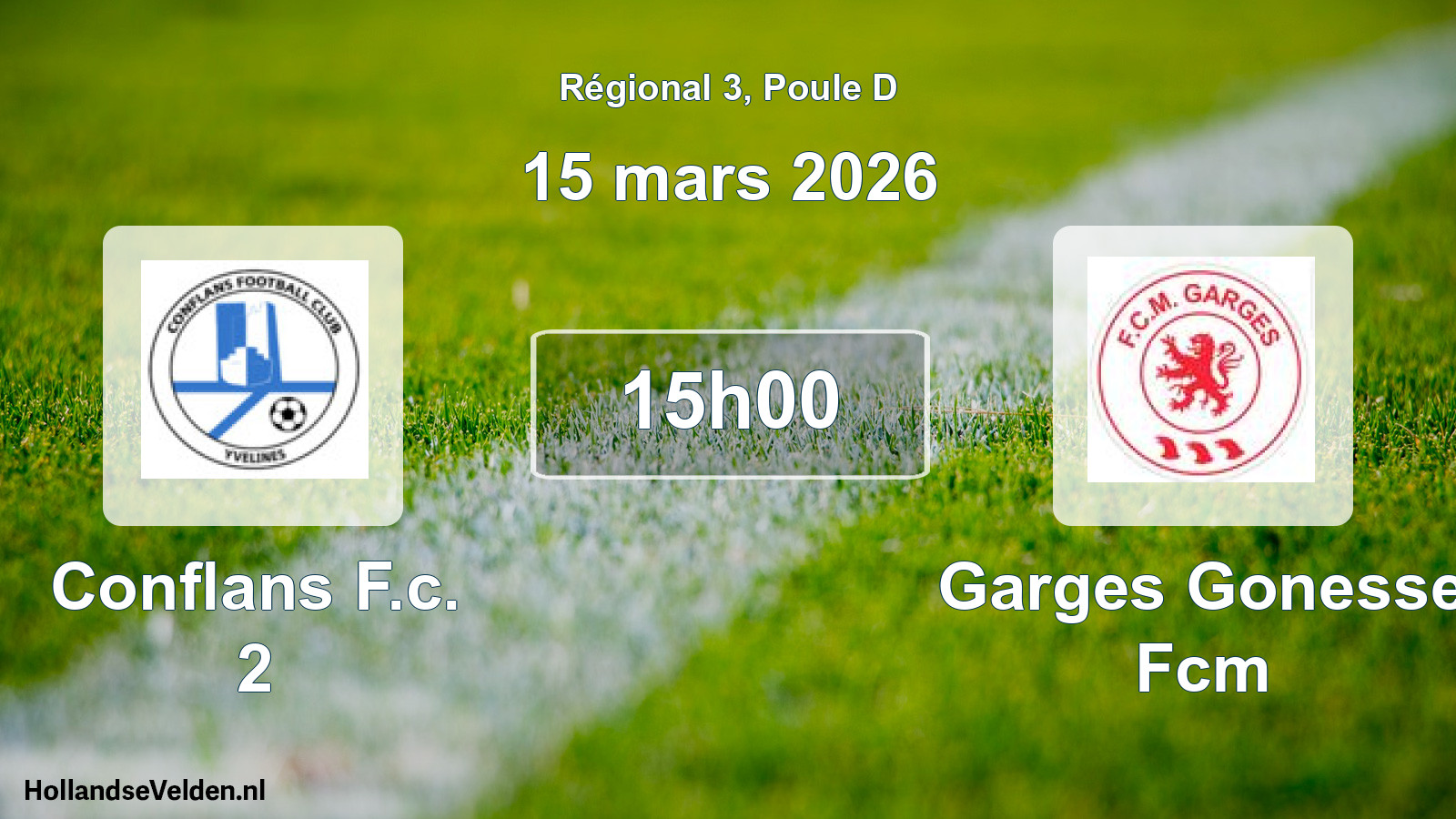 Geplande wedstrijd: Conflans F.c. 2 - Garges Gonesse Fcm (15 maart 2026)