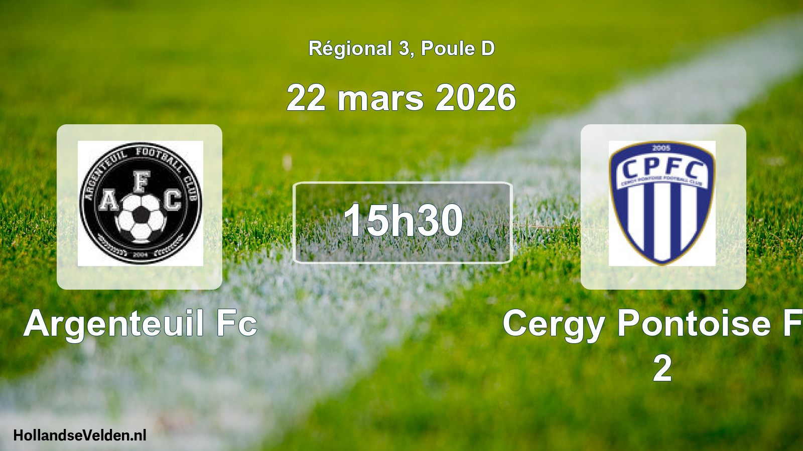 Geplande wedstrijd: Argenteuil Fc - Cergy Pontoise Fc 2 (22 mars 2026)