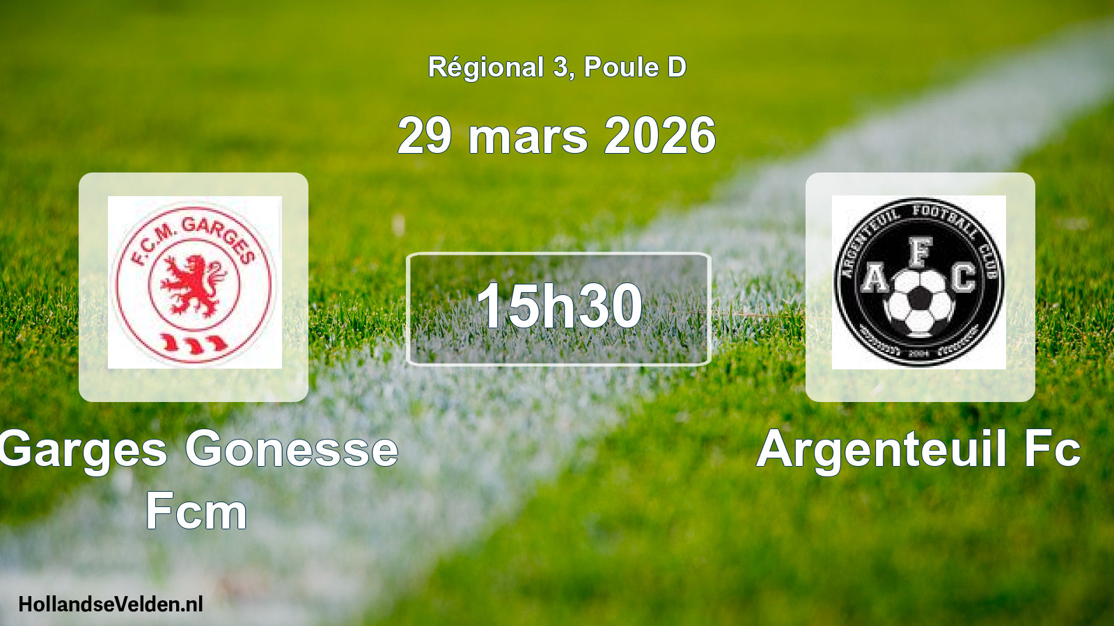 Geplande wedstrijd: Garges Gonesse Fcm - Argenteuil Fc (29 maart 2026)