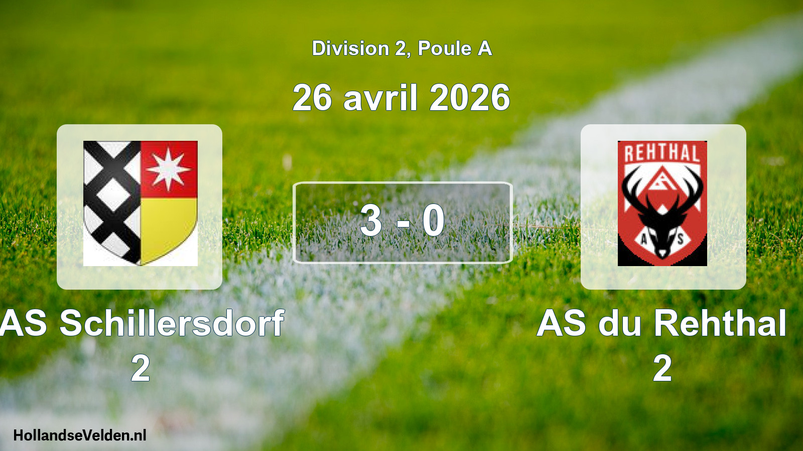 Total number of matches played: AS Schillersdorf 2 - AS du Rehthal 2 3 - 0 (26 April 2026)