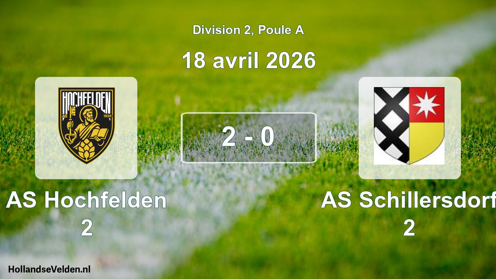 Total number of matches played: AS Hochfelden 2 - AS Schillersdorf 2 2 - 0 (18 April 2026)