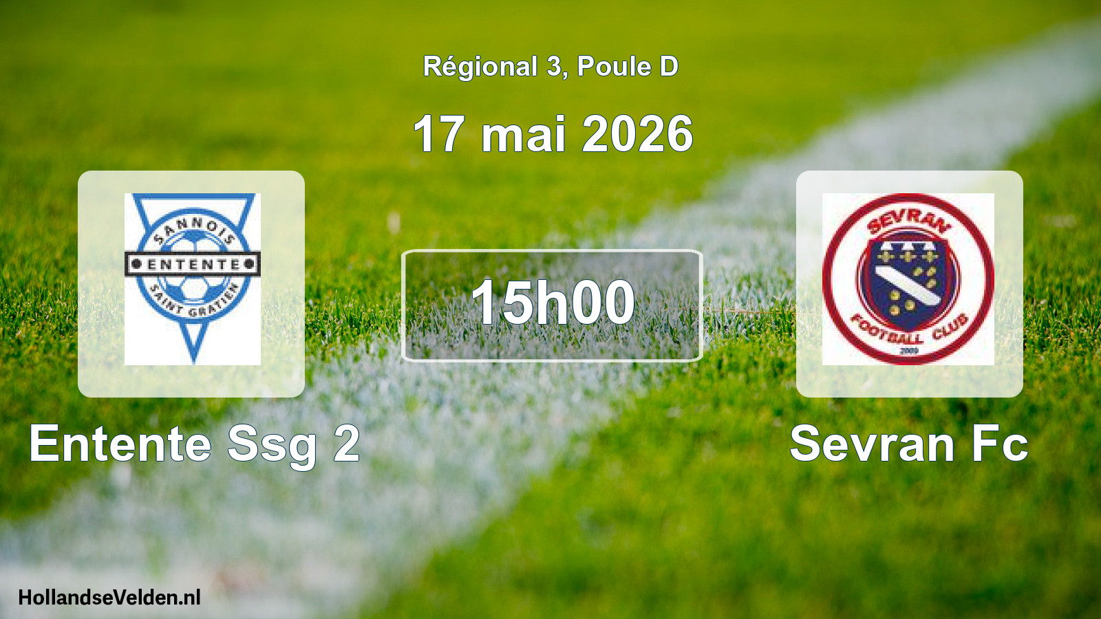 Geplande wedstrijd: Entente Ssg 2 - Sevran Fc (17 mai 2026)
