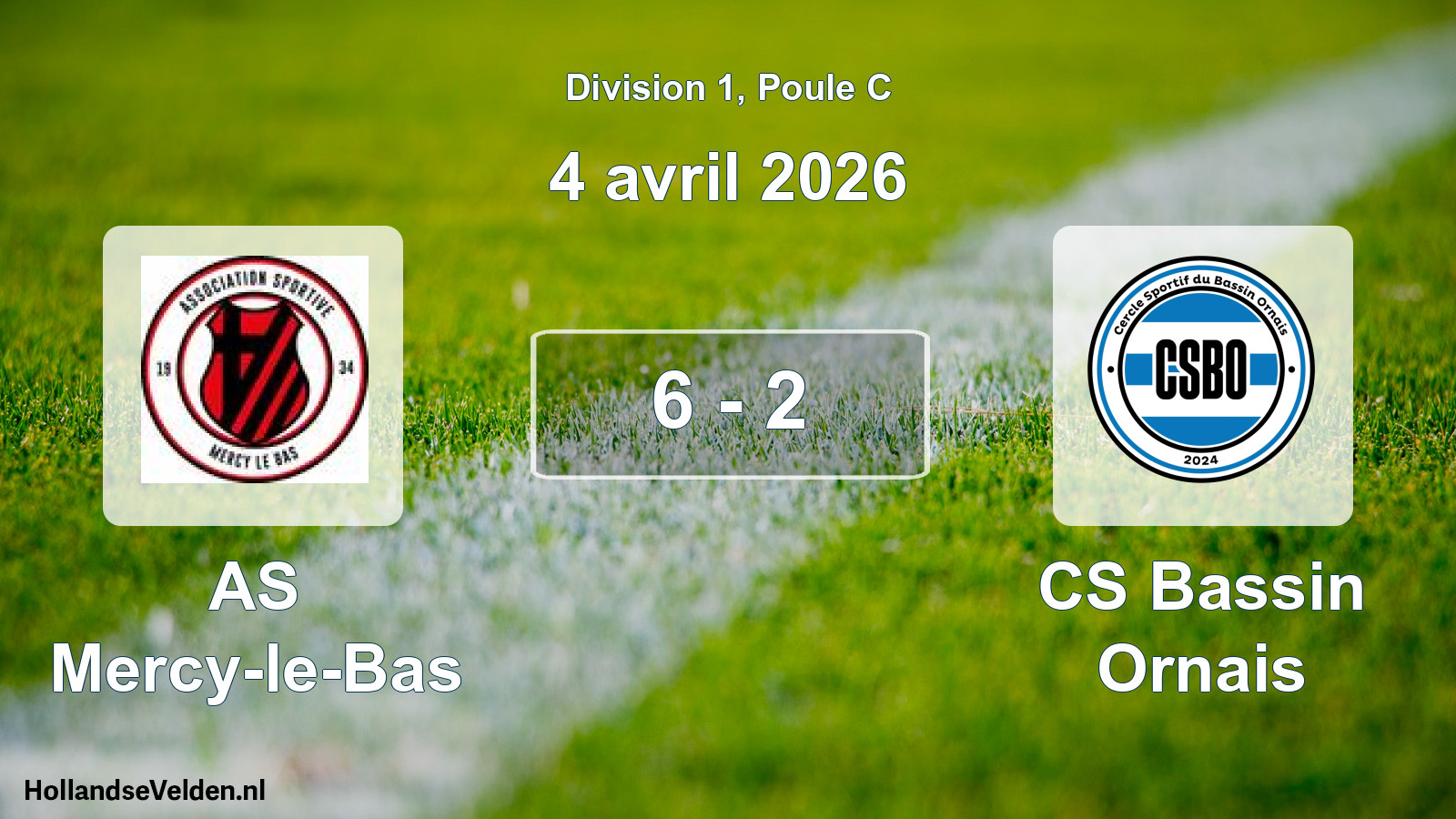 Total number of matches played: AS Mercy-le-Bas - CS Bassin Ornais 6 - 2 (4 April 2026)
