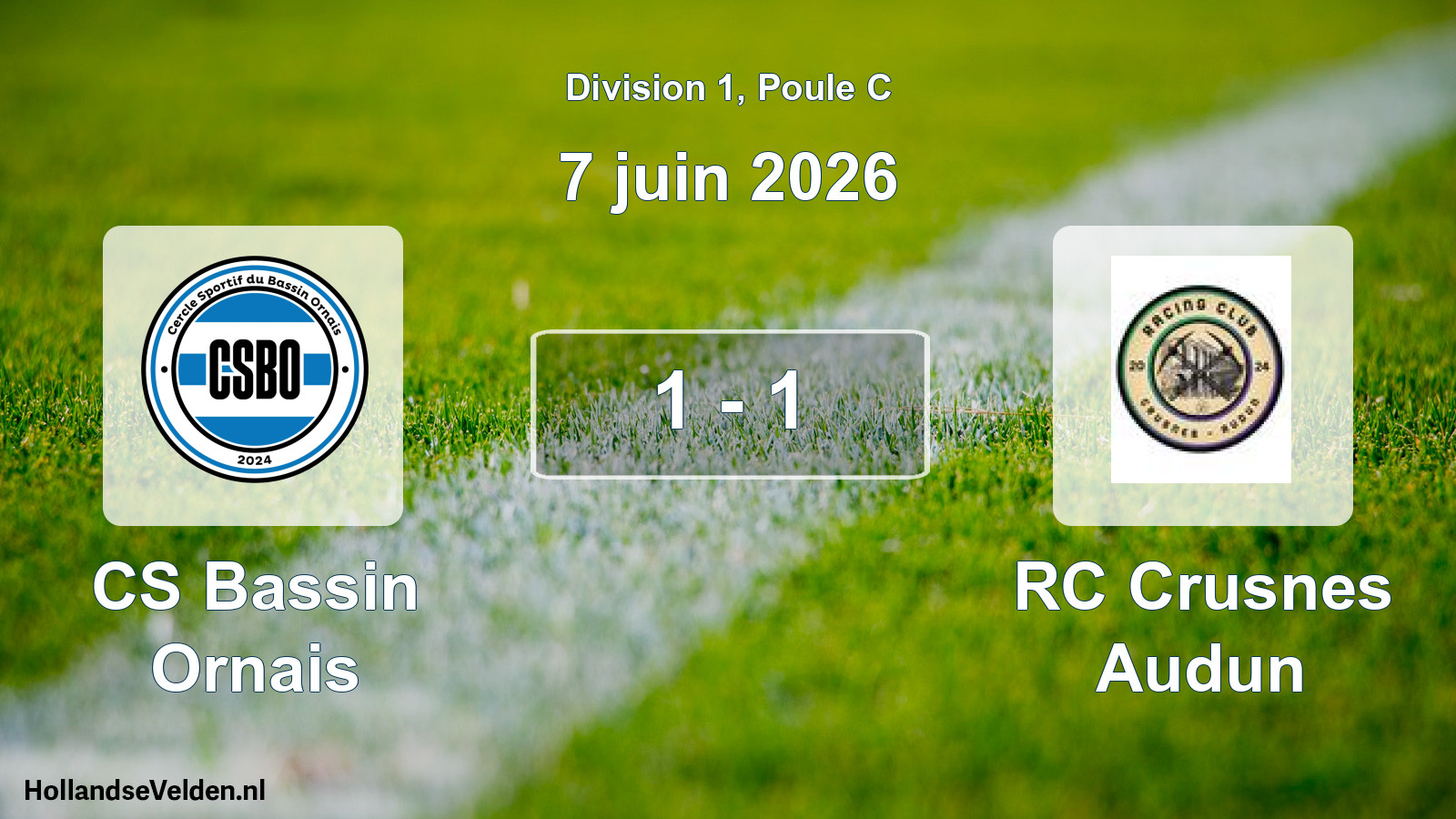 Match joué: CS Bassin Ornais - RC Crusnes Audun 1 - 1 (7 juin 2026)