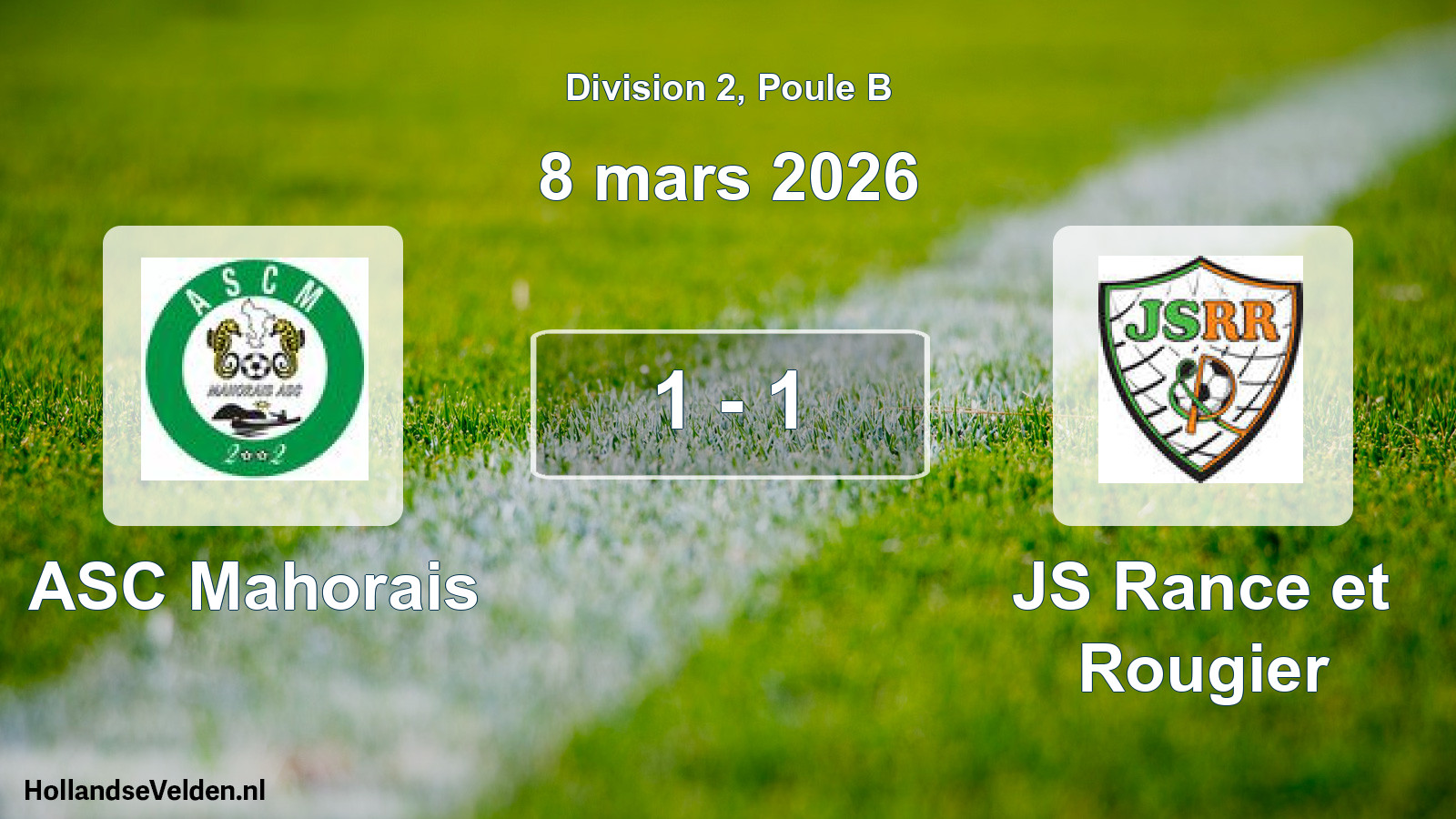Match joué: ASC Mahorais - JS Rance et Rougier 1 - 1 (8 mars 2026)