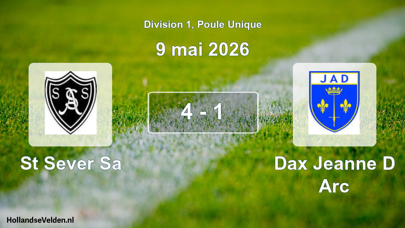 Total number of matches played: St Sever Sa - Dax Jeanne D Arc 4 - 1 (9 May 2026)