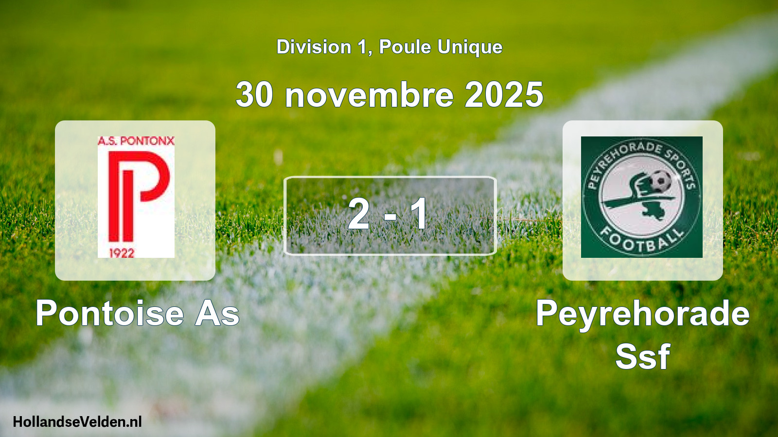 Gespeelde wedstrijd: Pontoise As - Peyrehorade Ssf 2 - 1 (30 november 2025)