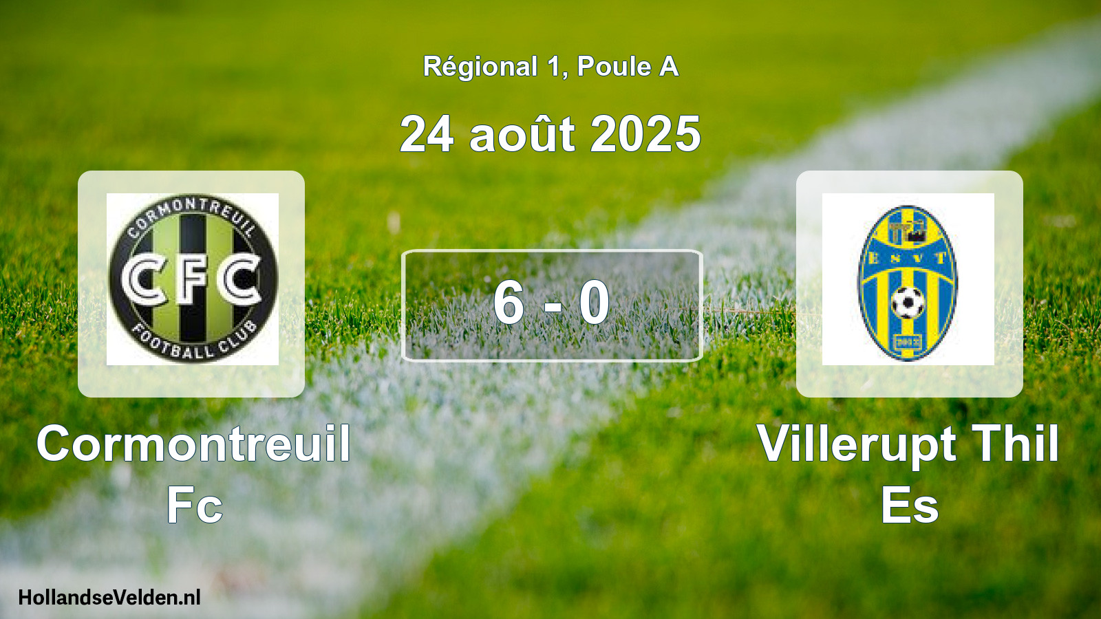 Gespeelde wedstrijd: Cormontreuil Fc - Villerupt Thil Es 6 - 0 (24 août 2025)