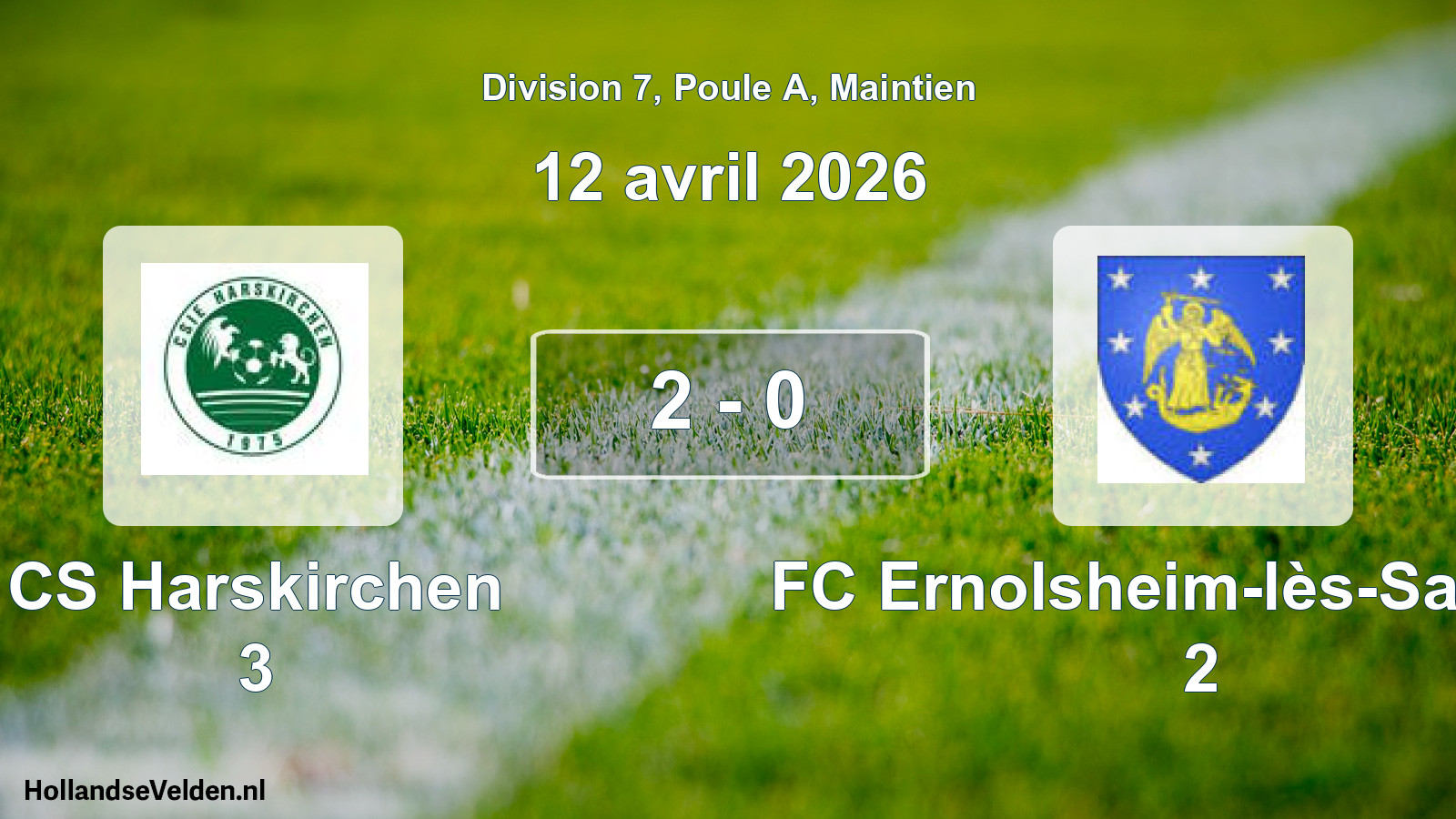 Match joué: CS Harskirchen 3 - FC Ernolsheim-lès-Saverne 2 2 - 0 (12 avril 2026)
