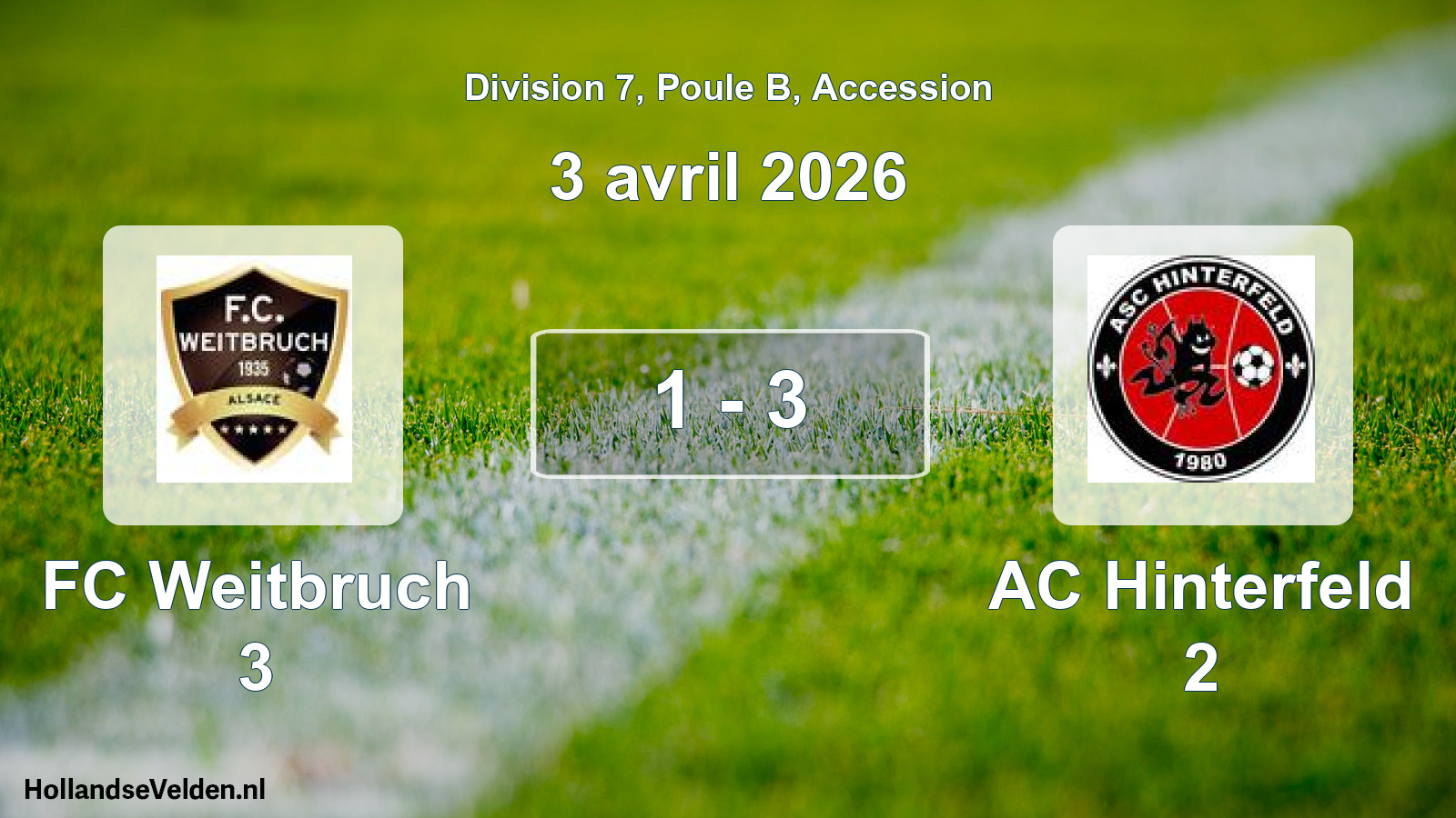 Total number of matches played: FC Weitbruch 3 - AC Hinterfeld 2 1 - 3 (3 April 2026)