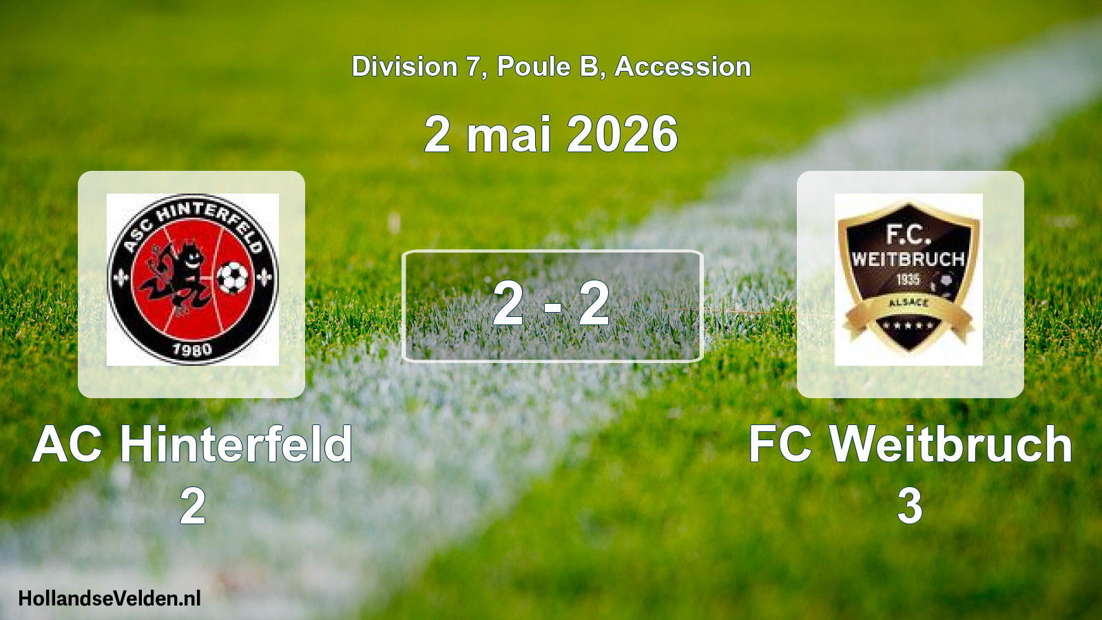 Total number of matches played: AC Hinterfeld 2 - FC Weitbruch 3 2 - 2 (2 May 2026)