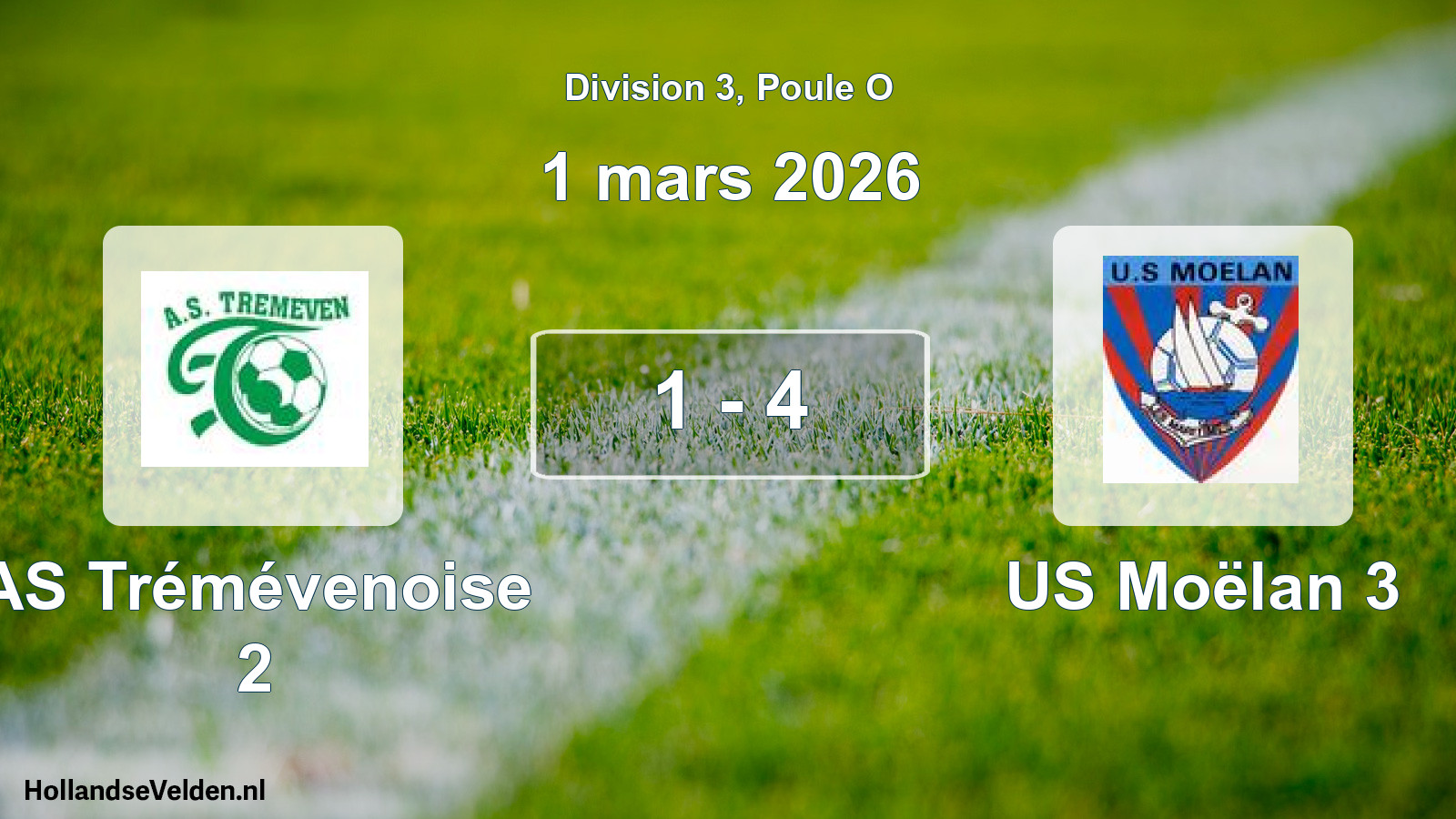 Total number of matches played: AS Trémévenoise 2 - US Moëlan 3 1 - 4 (1 March 2026)