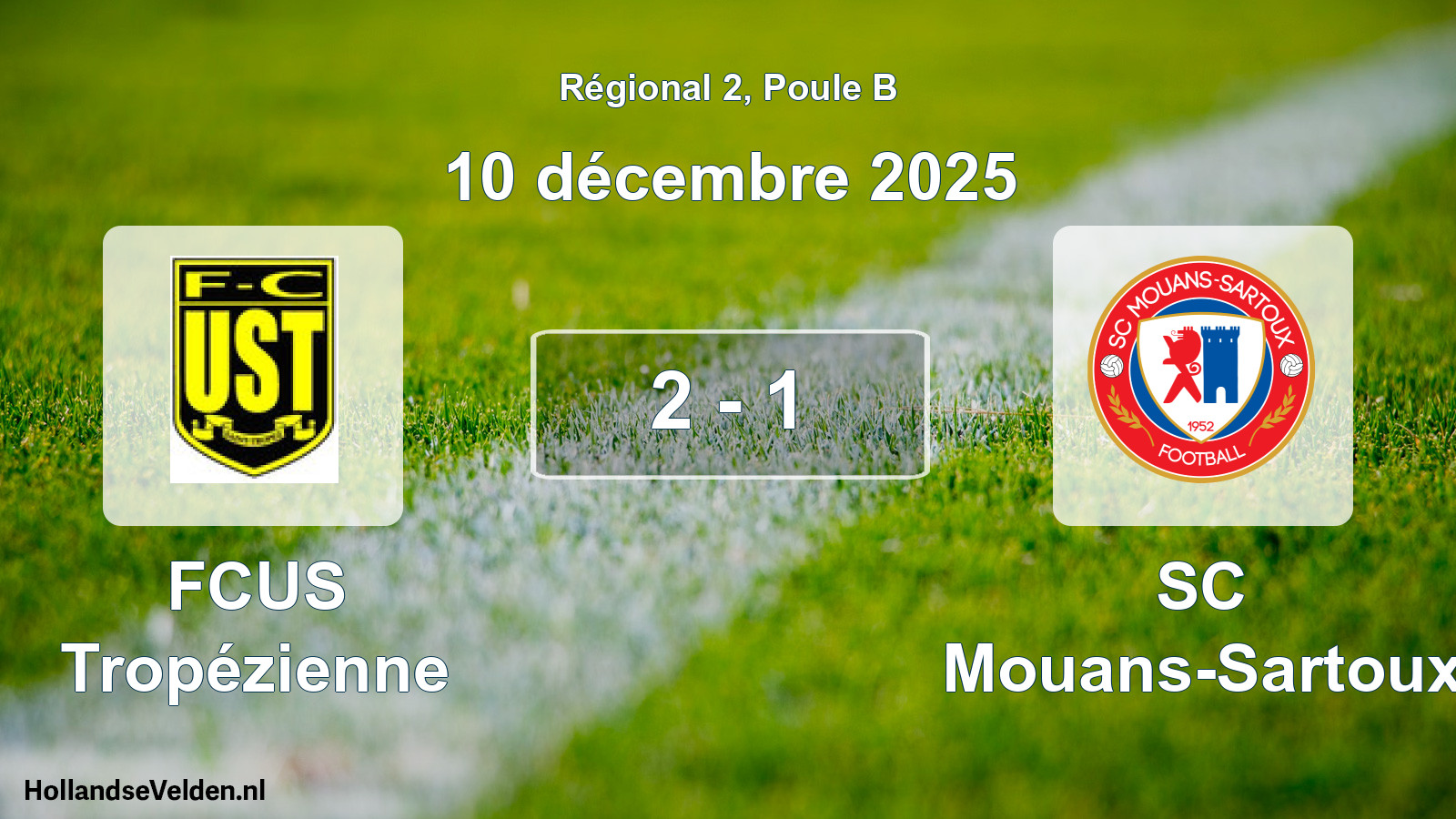 Match joué: FCUS Tropézienne - SC Mouans-Sartoux 2 - 1 (10 décembre 2025)