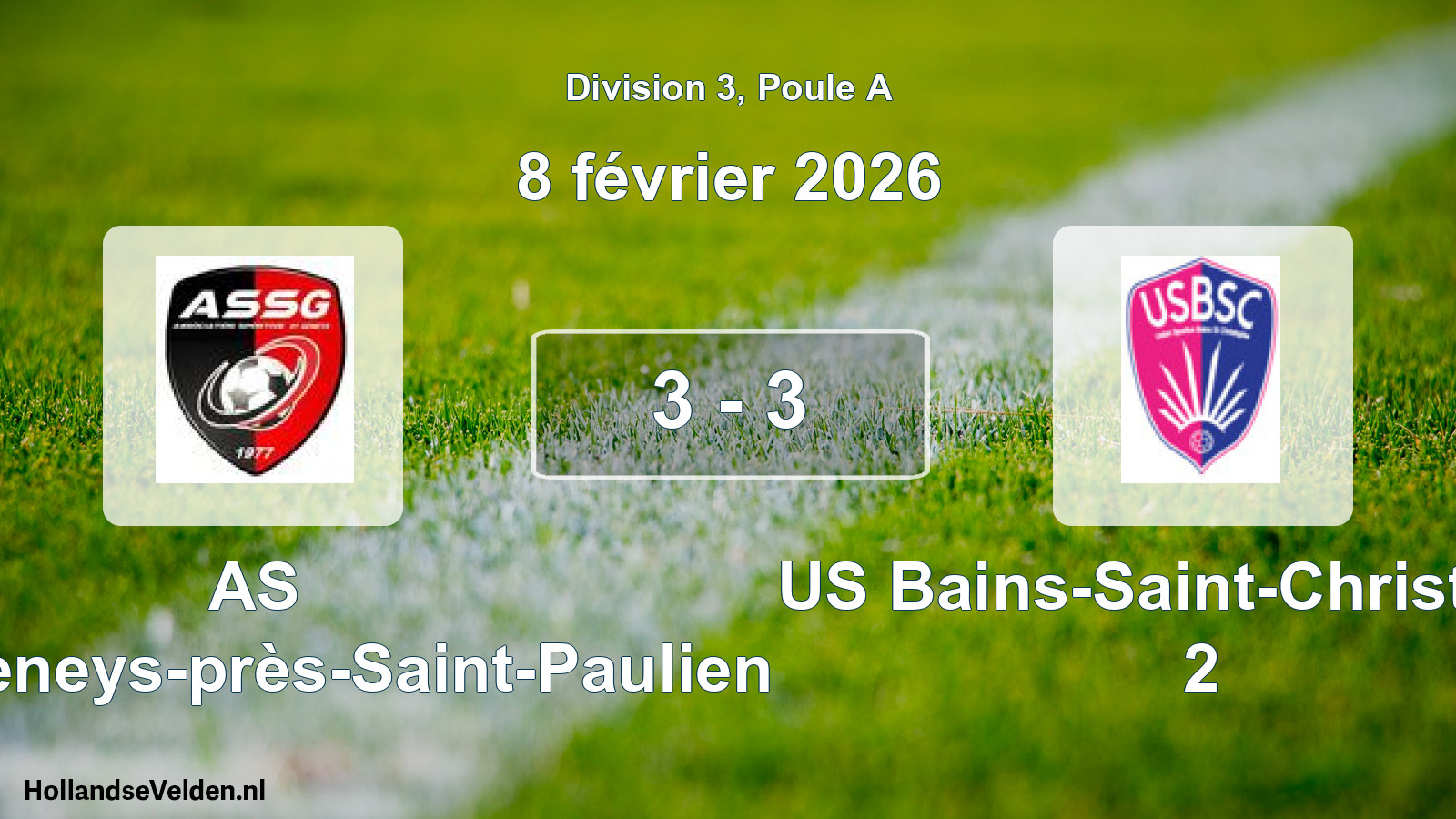 Match joué: AS Saint-Geneys-près-Saint-Paulien - US Bains-Saint-Christophe 2 3 - 3 (8 février 2026)