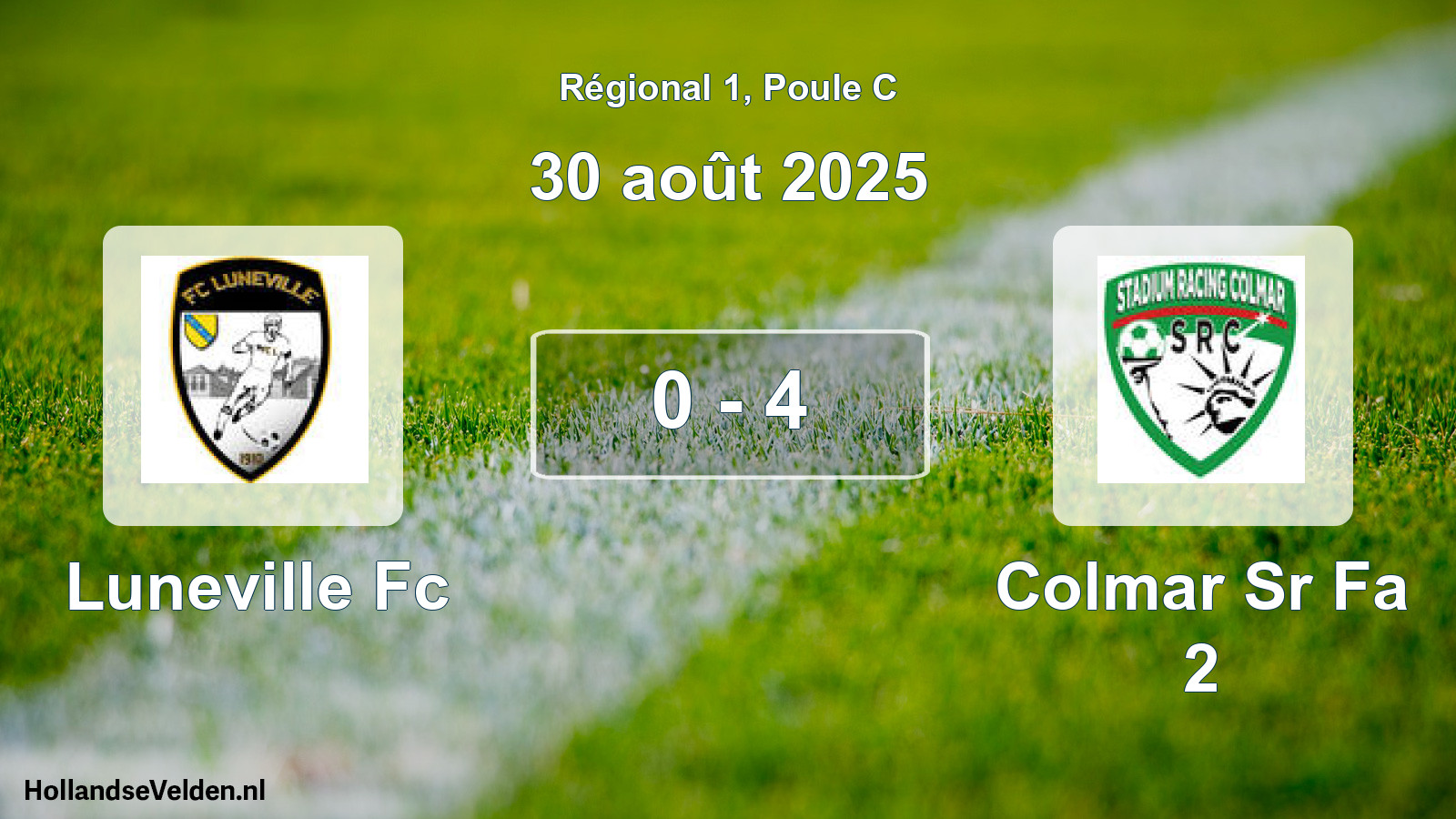 Gespeelde wedstrijd: Luneville Fc - Colmar Sr Fa 2 0 - 4 (30 août 2025)