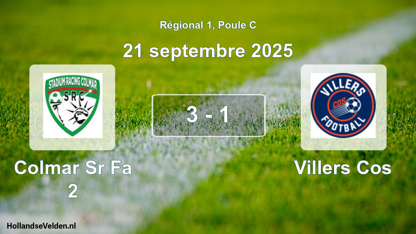 Gespeelde wedstrijd: Colmar Sr Fa 2 - Villers Cos 3 - 1 (21 september 2025)