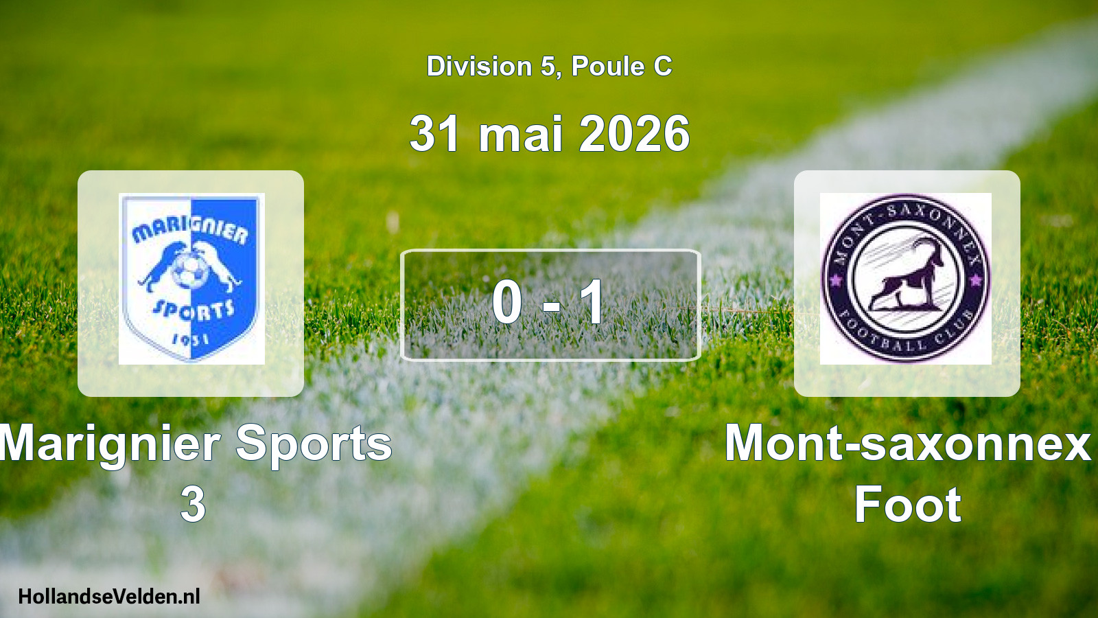 Match joué: Marignier Sports 3 - Mont-saxonnex Foot 0 - 1 (31 mai 2026)