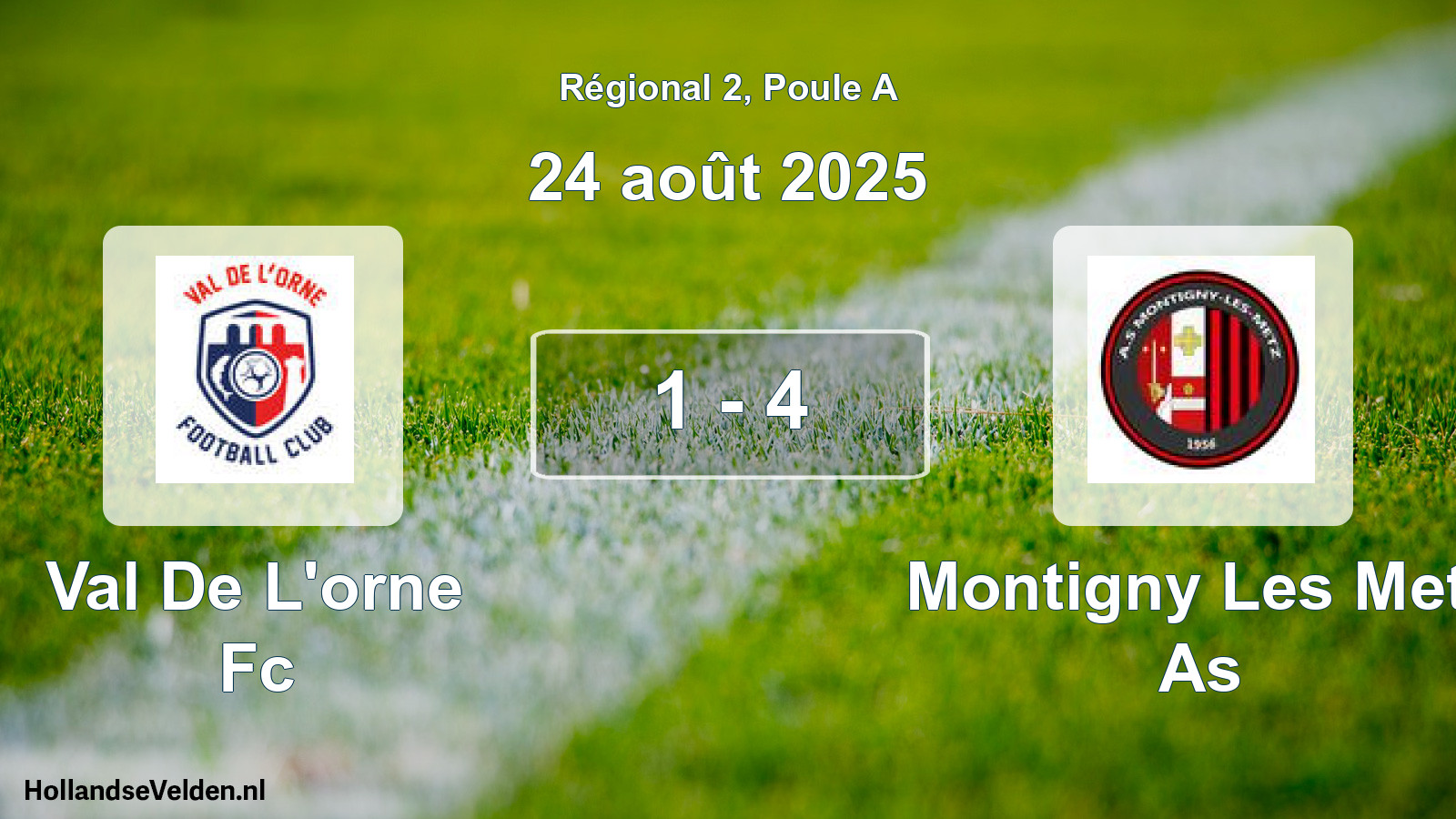 Gespeelde wedstrijd: Val De L'orne Fc - Montigny Les Metz As 1 - 4 (24 augustus 2025)