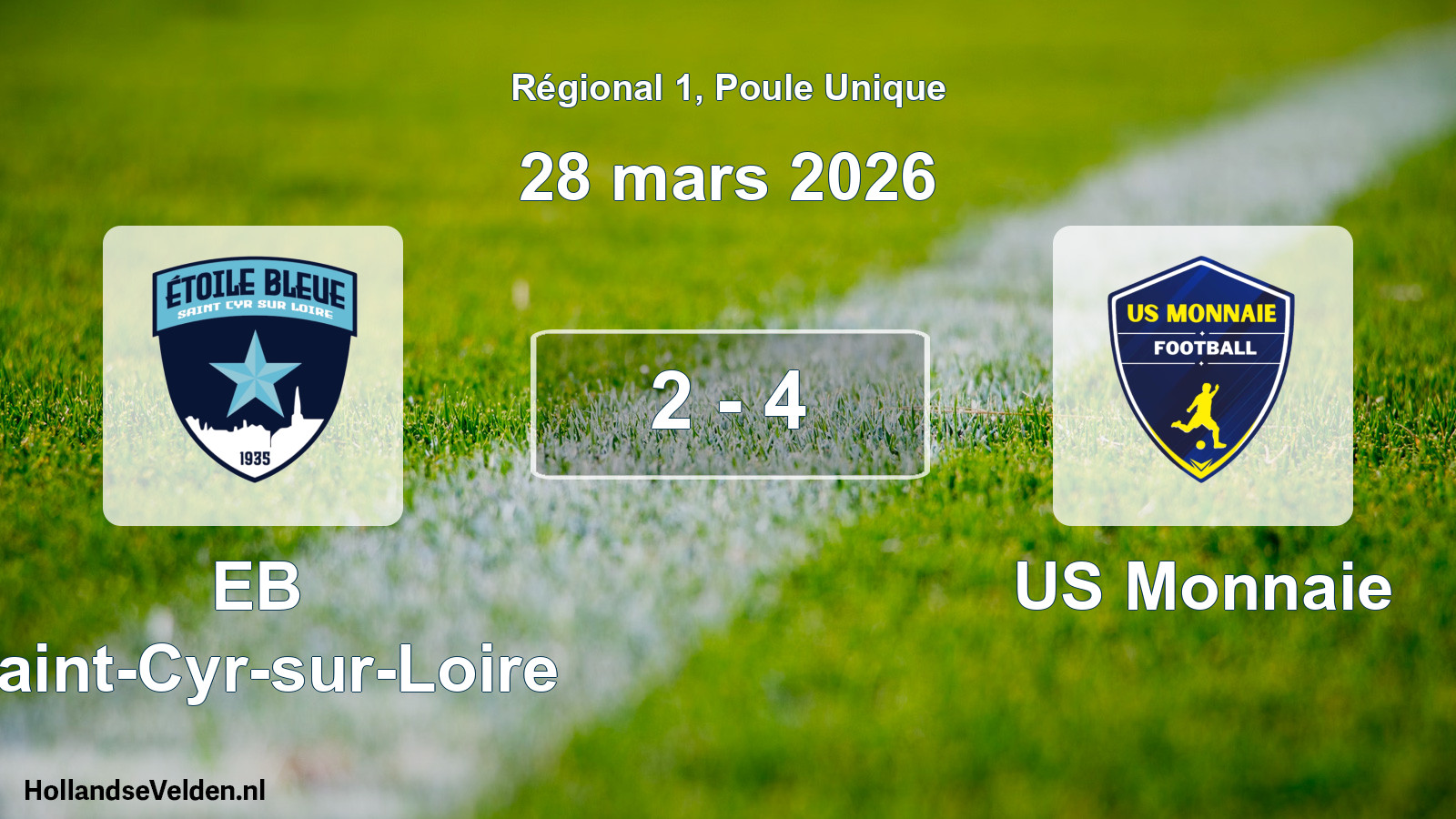 Match joué: EB Saint-Cyr-sur-Loire - US Monnaie 2 - 4 (28 mars 2026)