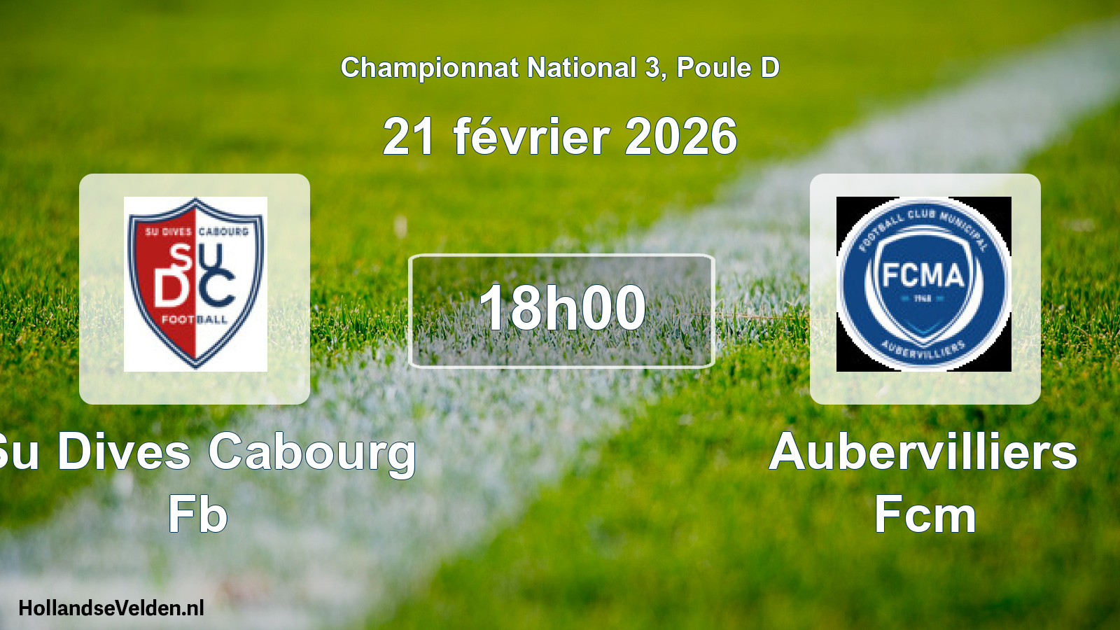 Geplande wedstrijd: Su Dives Cabourg Fb - Aubervilliers Fcm (21 februari 2026)