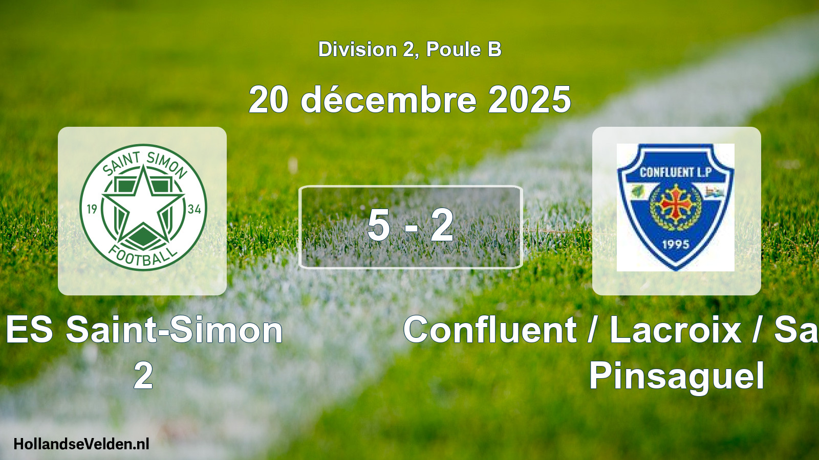Match joué: ES Saint-Simon 2 - Confluent / Lacroix / Saubens / Pinsaguel 5 - 2 (20 décembre 2025)