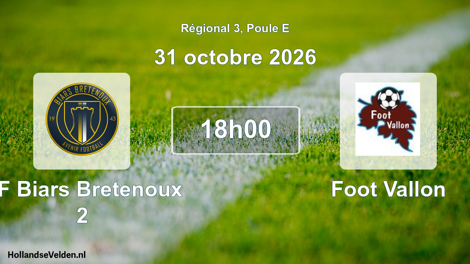 Match programmé: AF Biars Bretenoux 2 - Foot Vallon (31 octobre 2026)