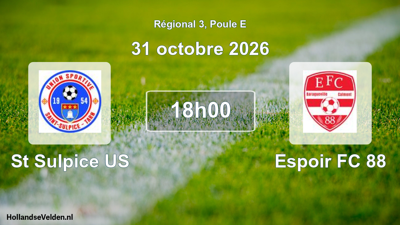 Match programmé: St Sulpice US - Espoir FC 88 (31 octobre 2026)
