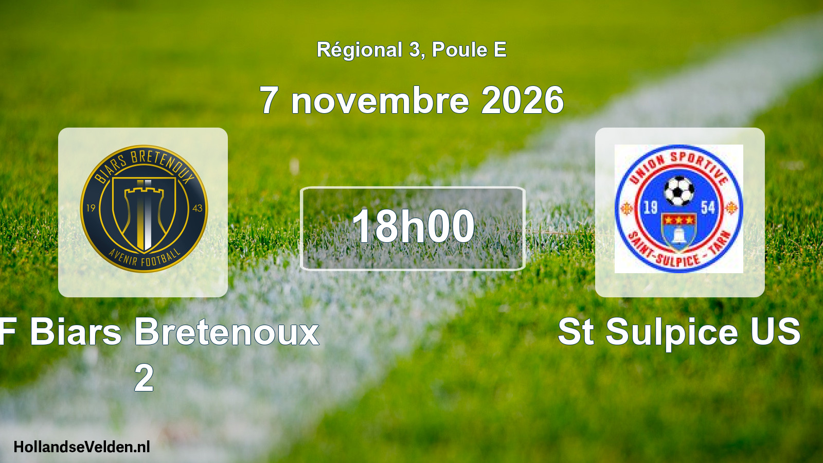 Scheduled Match: AF Biars Bretenoux 2 - St Sulpice US (7 November 2026)