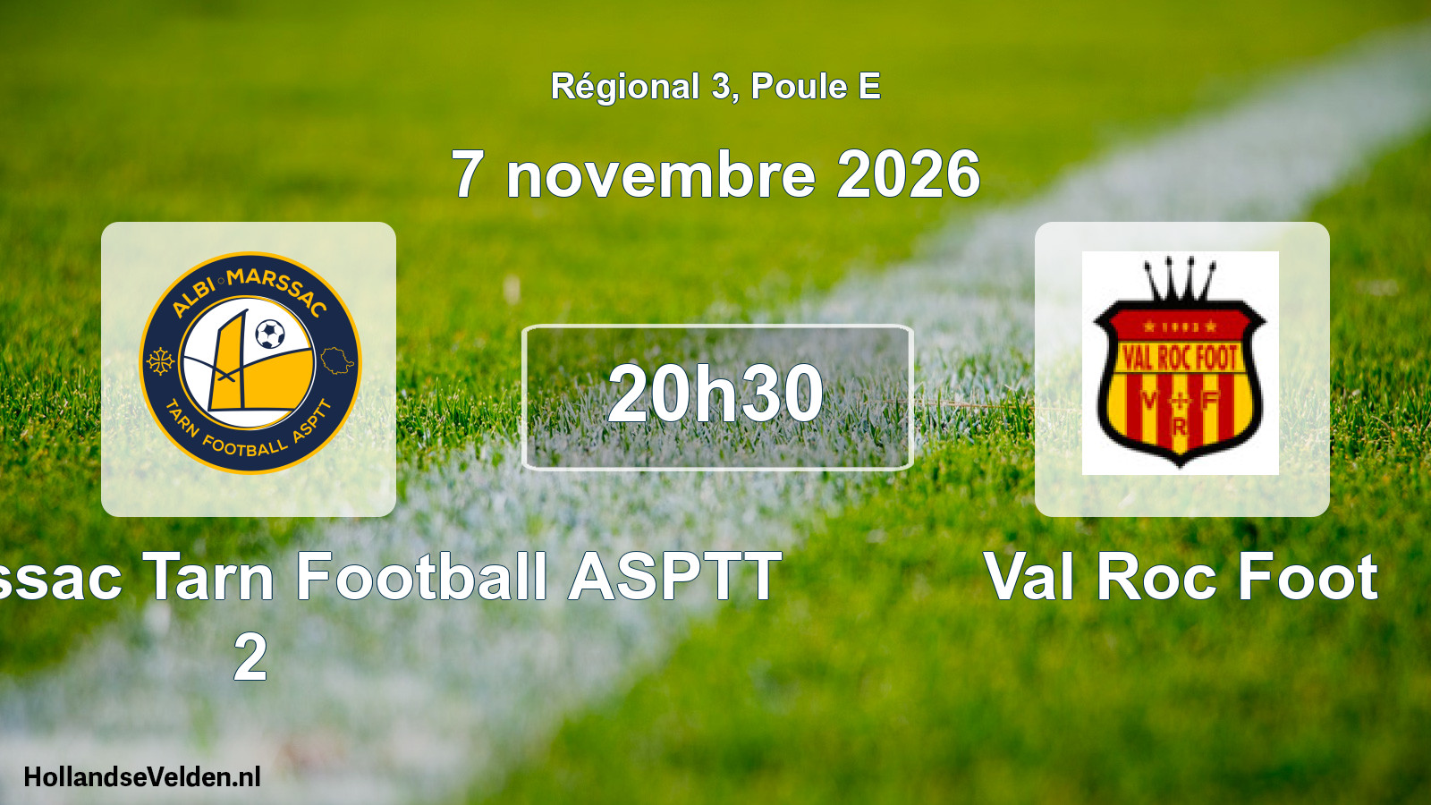 Match programmé: Albi Marssac Tarn Football ASPTT 2 - Val Roc Foot (7 novembre 2026)