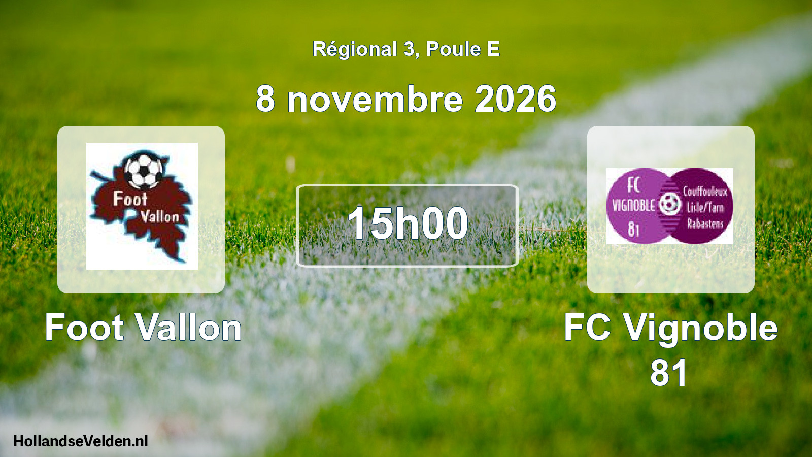 Match programmé: Foot Vallon - FC Vignoble 81 (8 novembre 2026)