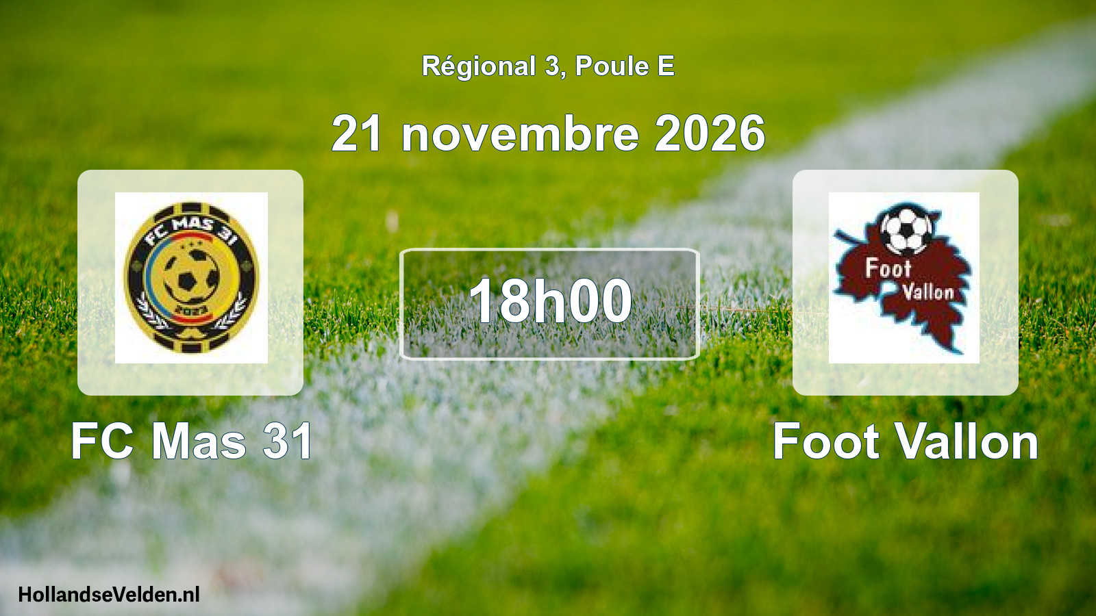 Scheduled Match: FC Mas 31 - Foot Vallon (21 November 2026)
