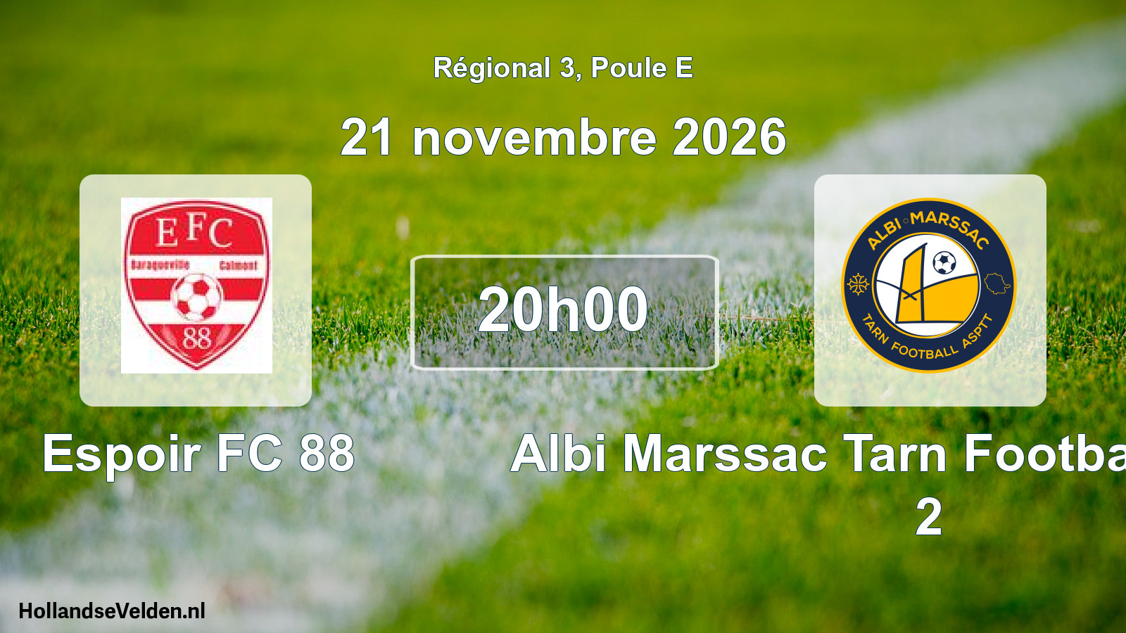 Match programmé: Espoir FC 88 - Albi Marssac Tarn Football ASPTT 2 (21 novembre 2026)